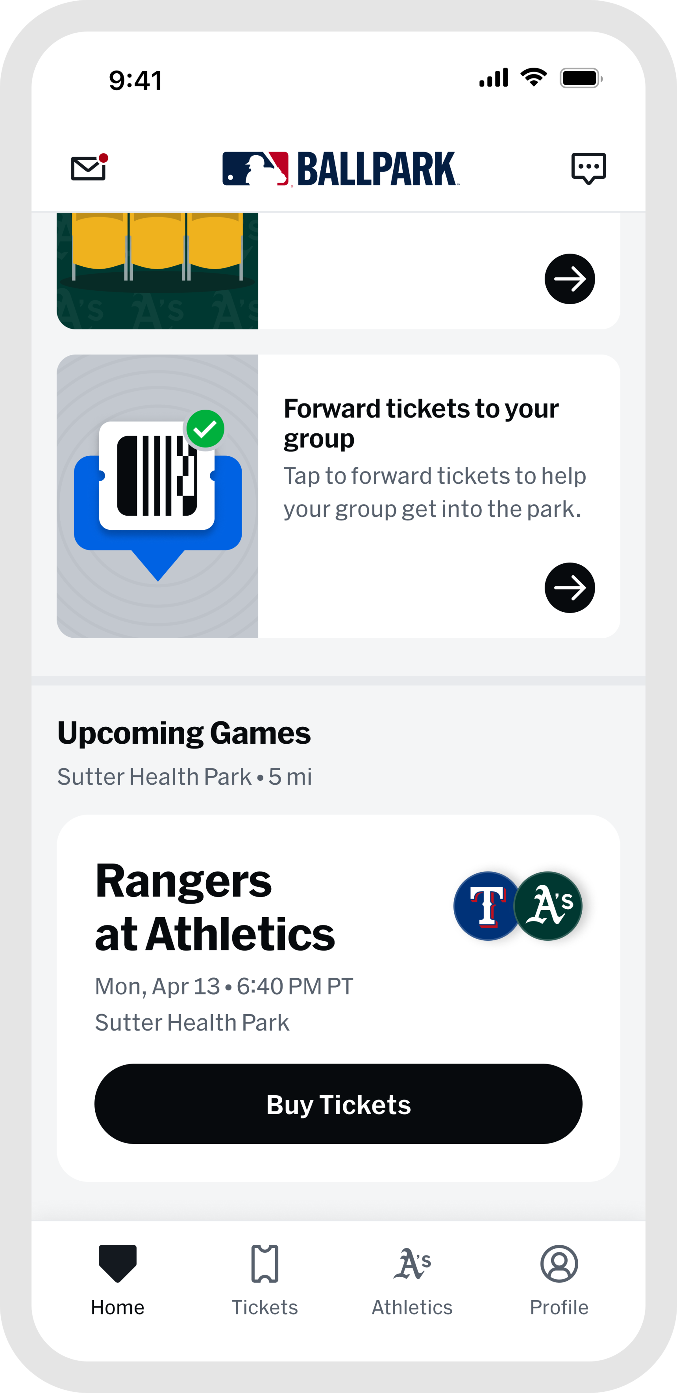 MLB Ballpark app - Purchasing Tickets to an Upcoming Game