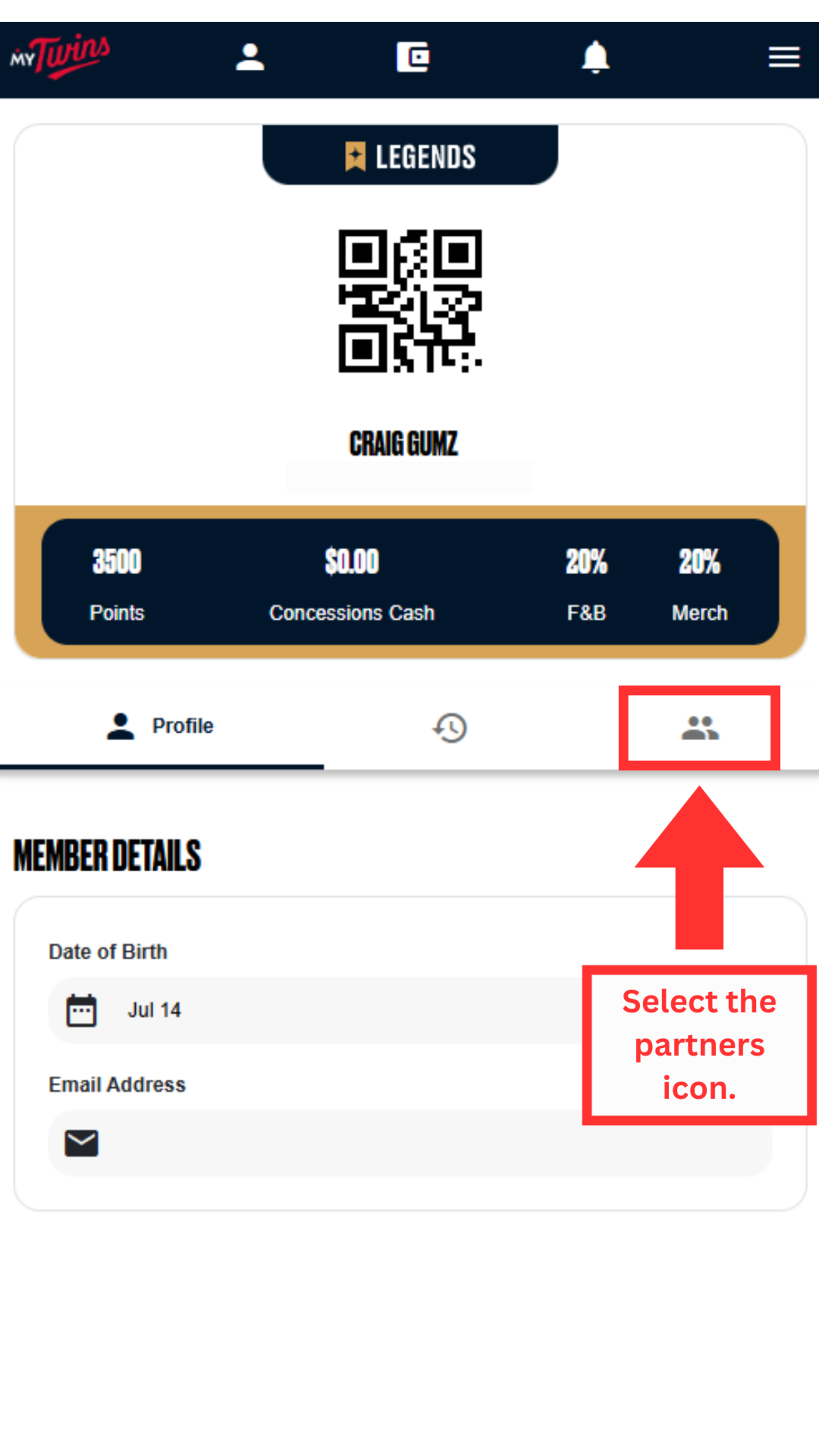 Select the partners icon.