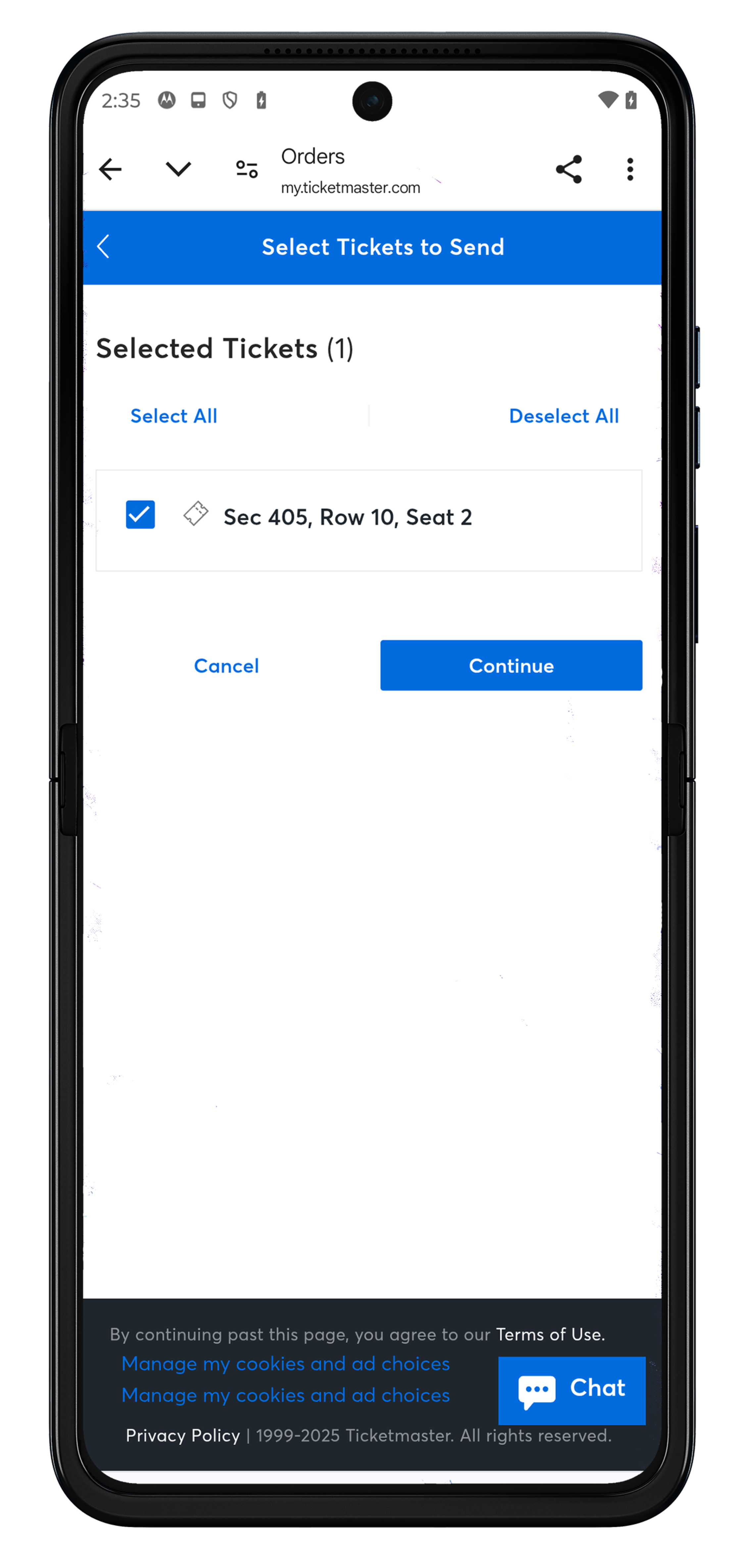Ticketmaster - Forward Tickets - Step 2