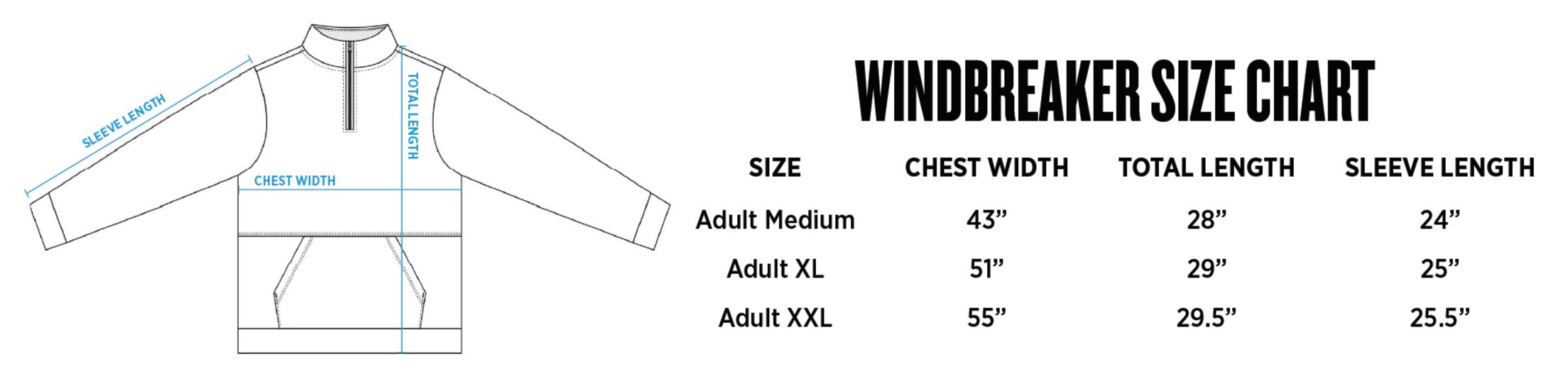 90s Windbreaker Size Chart