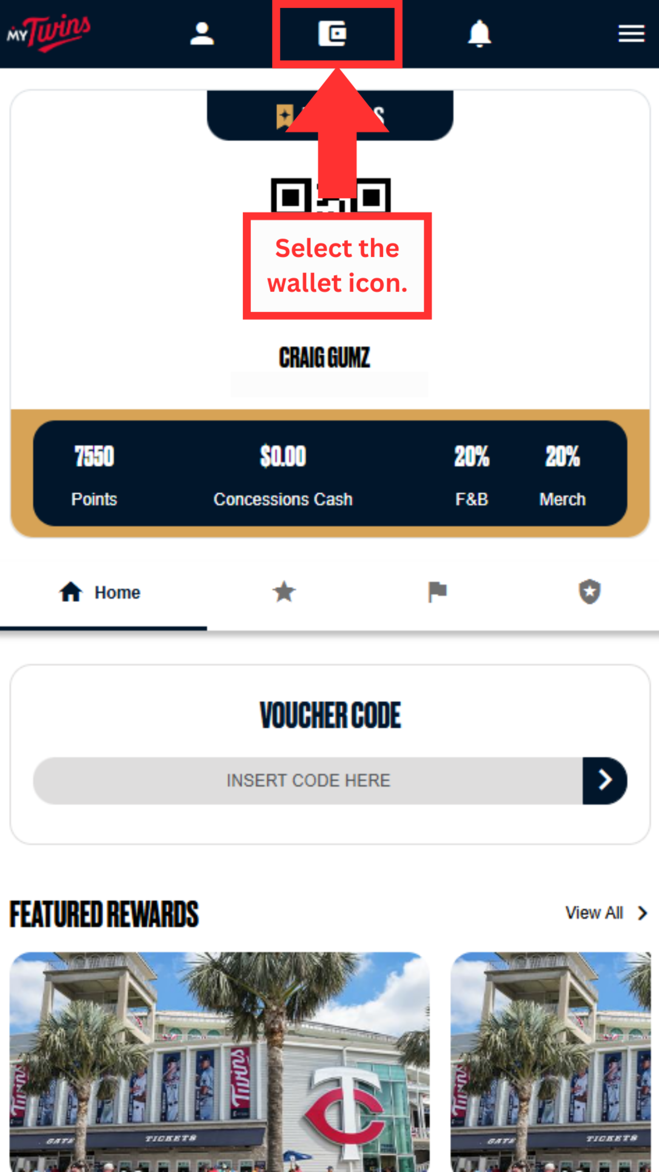 Select the wallet icon.