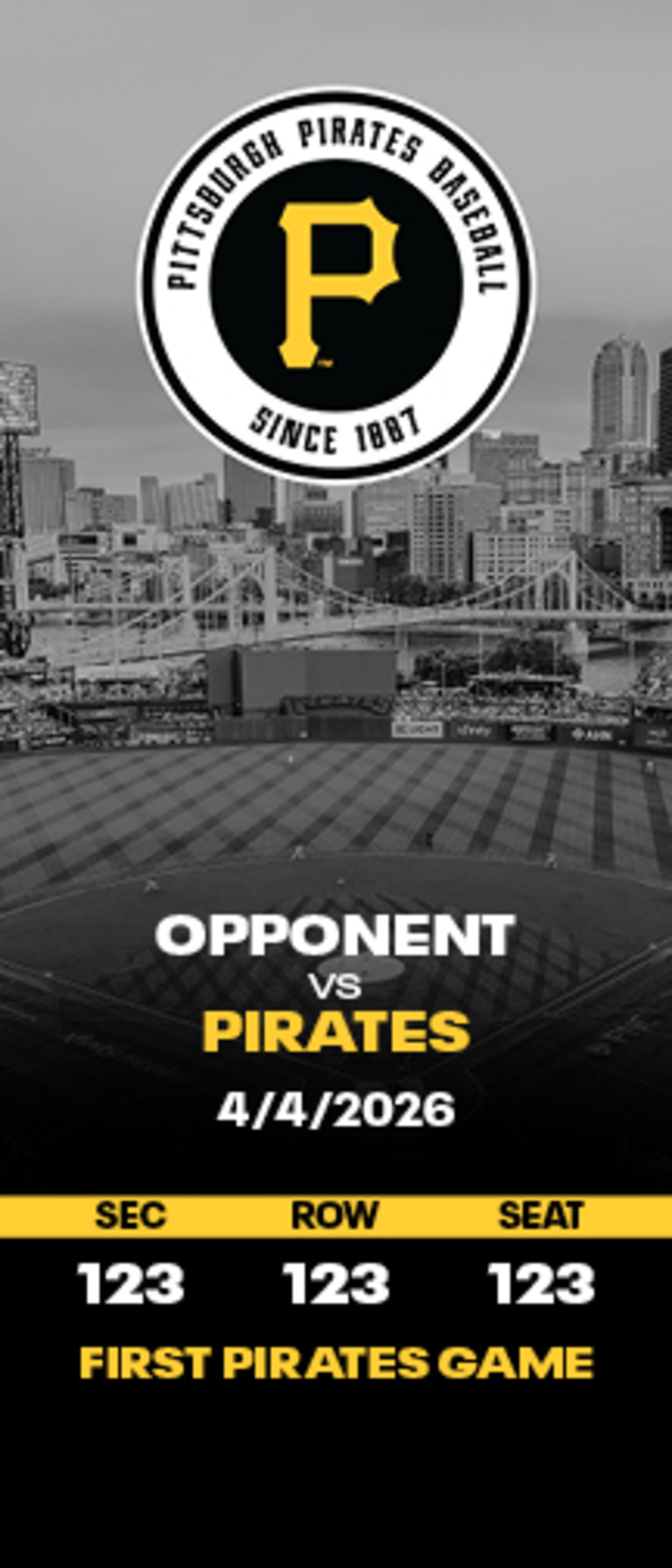 My First Pirates Game Souvenir Ticket