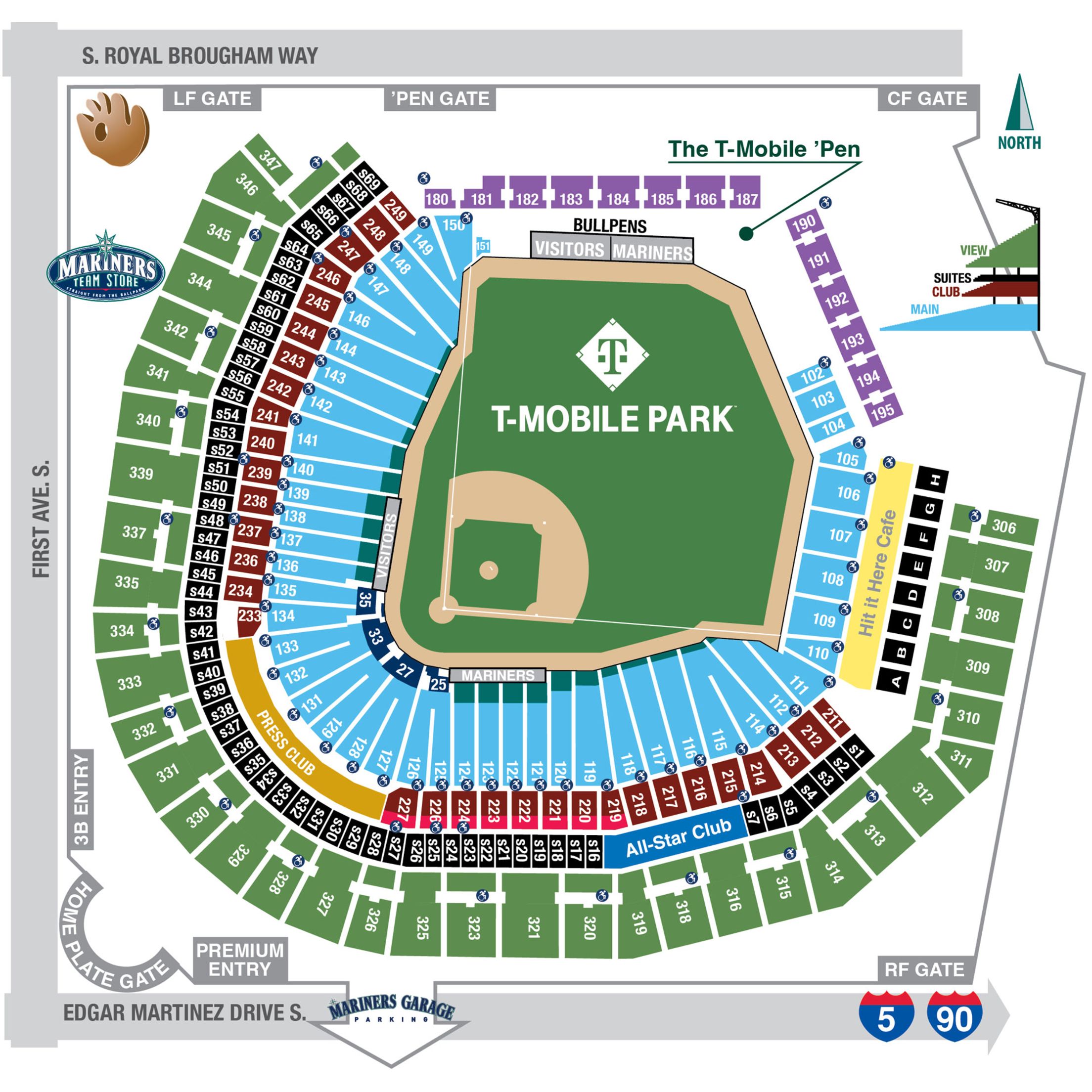 Image of T-Mobile Park seating chart.