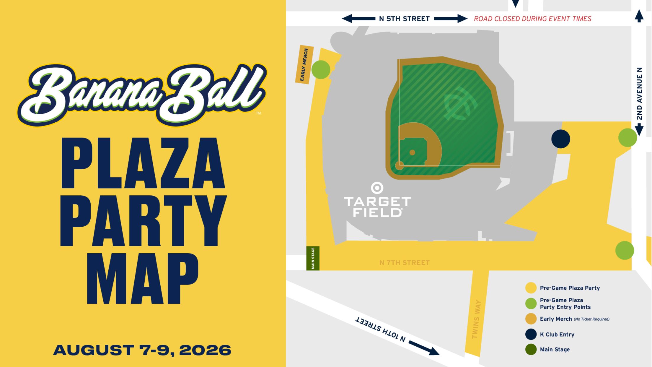 Banana Ball Plaza Party Map. August 7-9, 2026