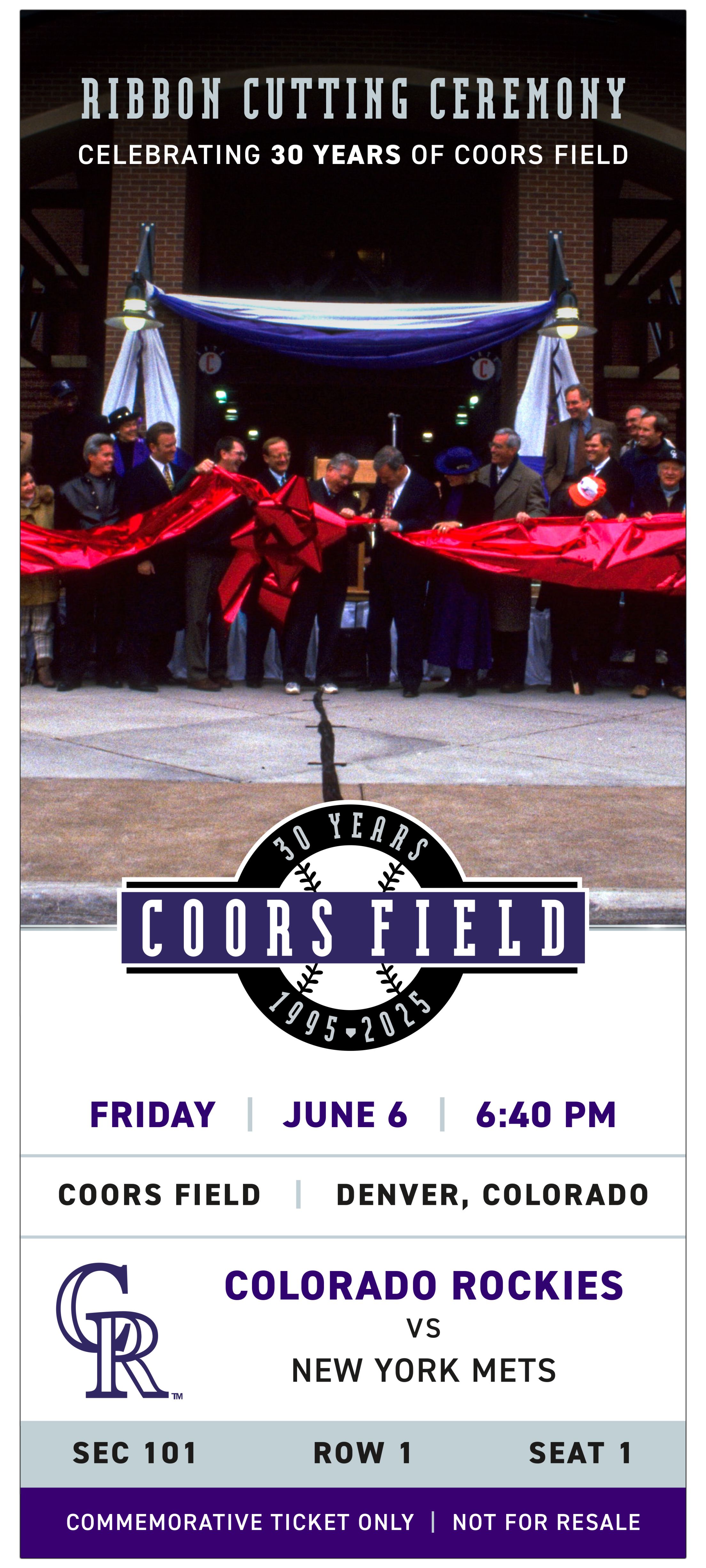 Colorado Rockies commemorative ribbon cutting ceremony ticket template
