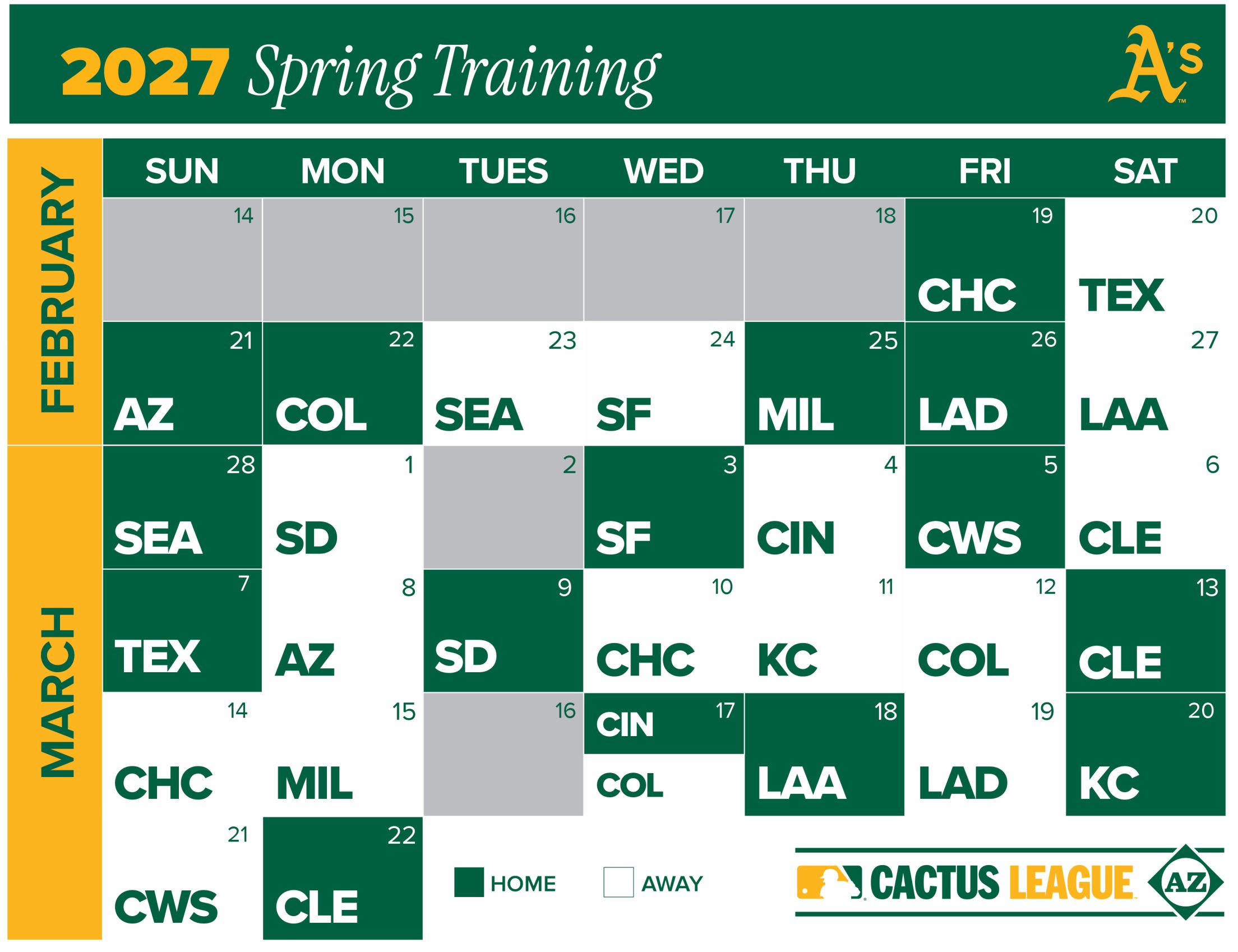 2027 Athletics Spring Training Schedule