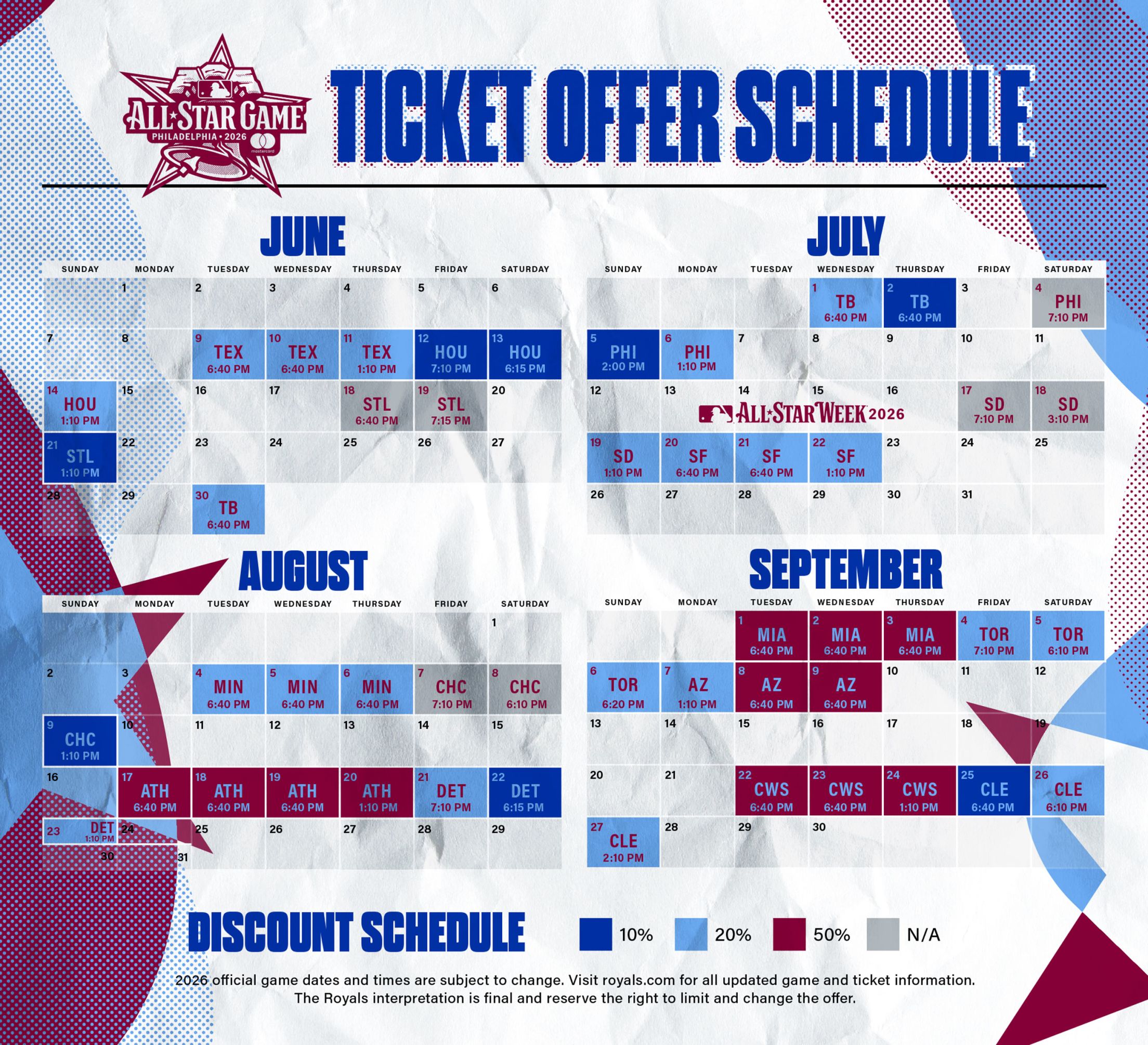 Royals 2026 ASG Ballot Ticket Offer Discount Schedule