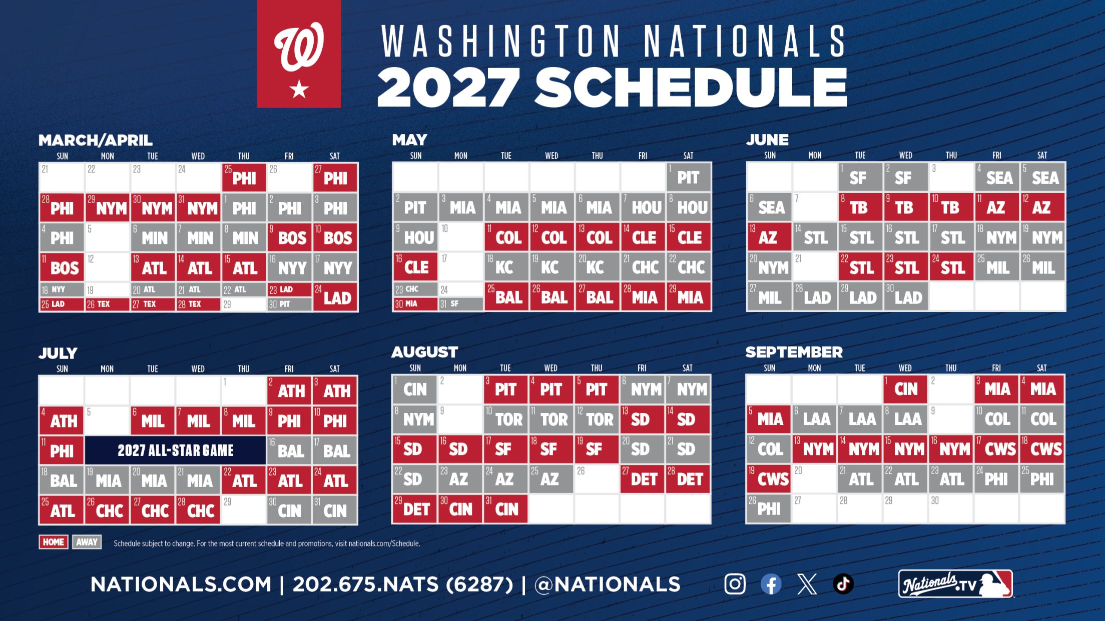 Washington Nationals 2027 Schedule