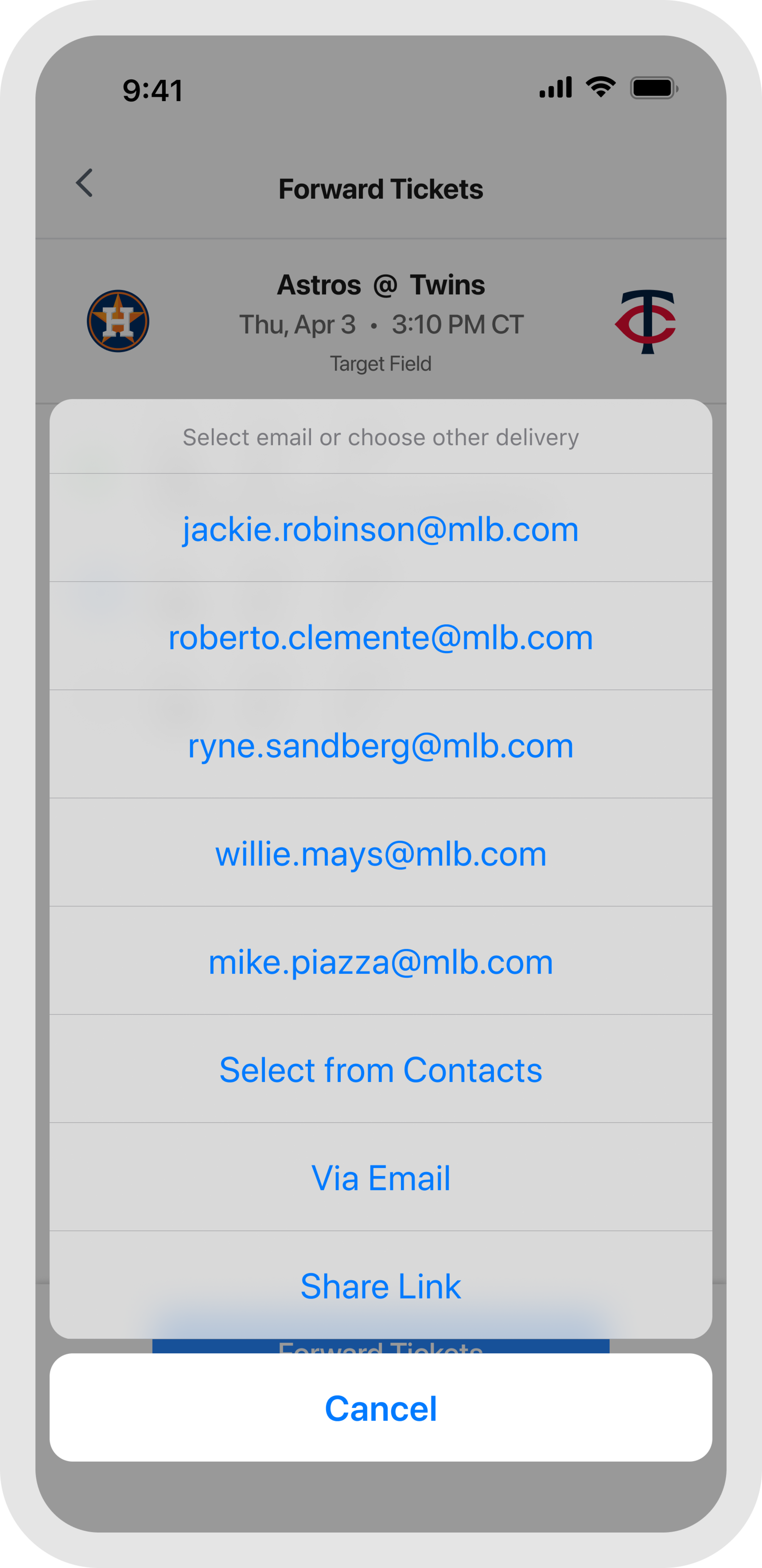 Forwarding Tickets - Send