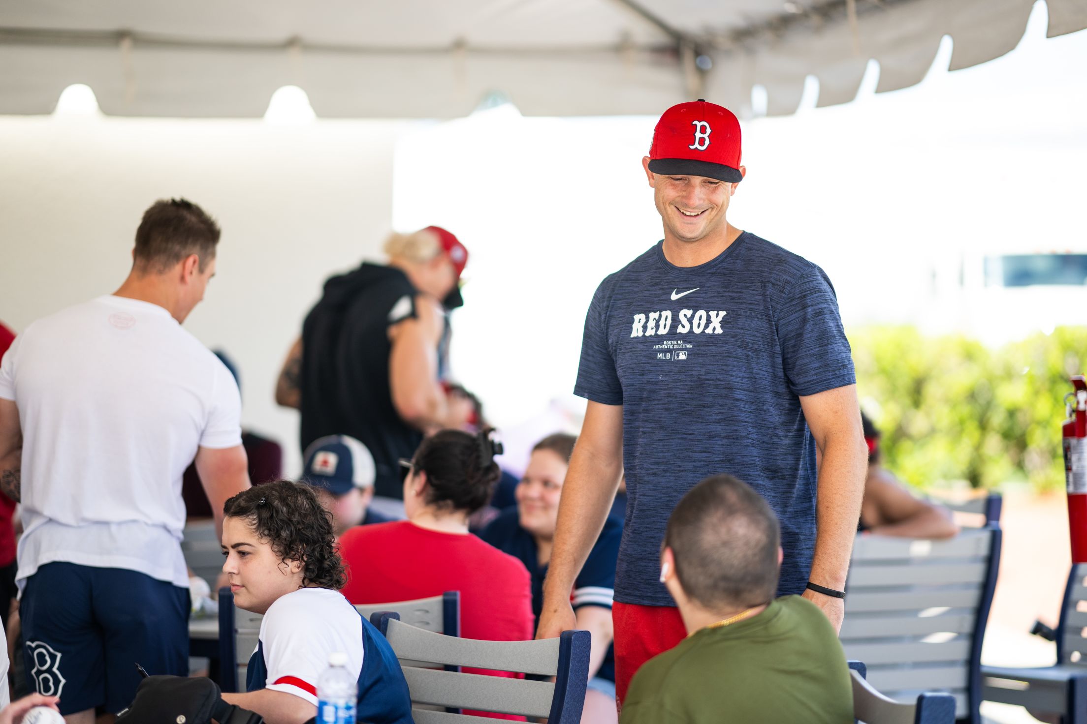 Garrett Whitlock hangs out with Red Sox fans.