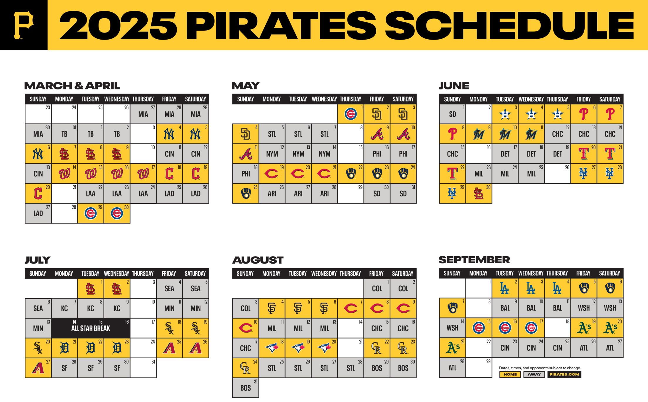 Printable Schedule Pittsburgh Pirates