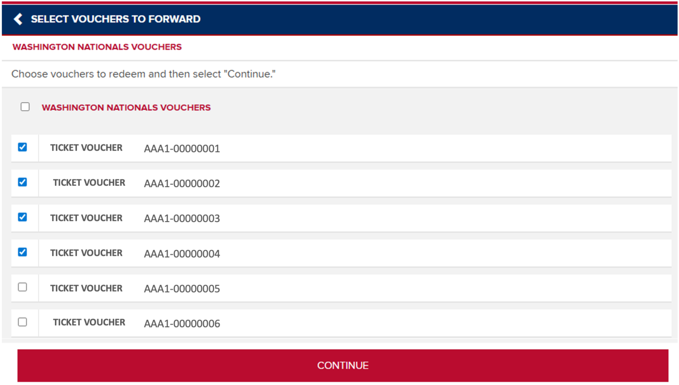 Select vouchers to forward