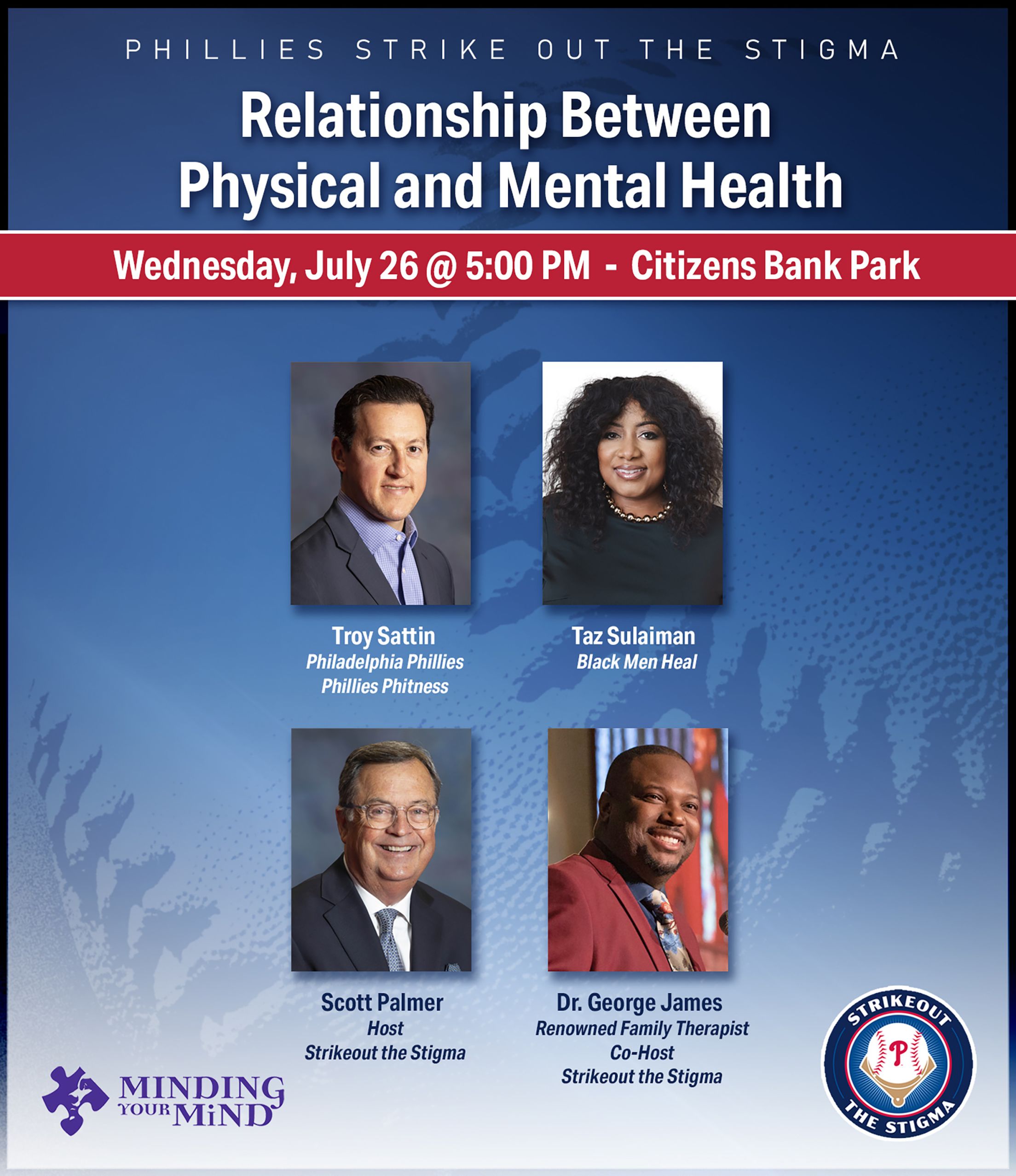 Relationship Between Physical and Mental Health - Wednesday, July 26 @ 5 p.m. - Ciitzens Bank Park