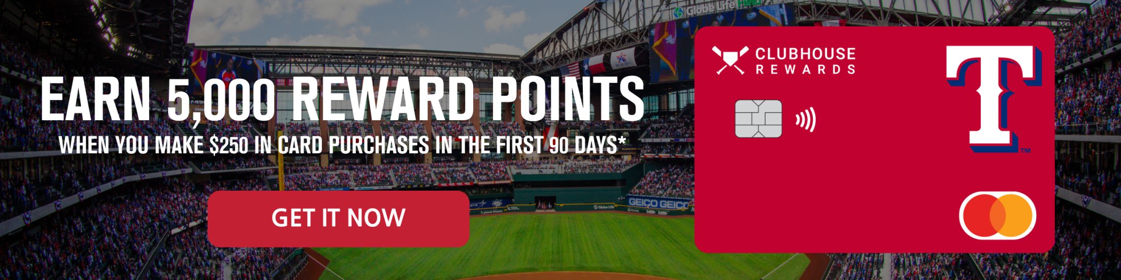Earn 5,000 Rewards Points when you make $250 in card purchases in the first 90 days*