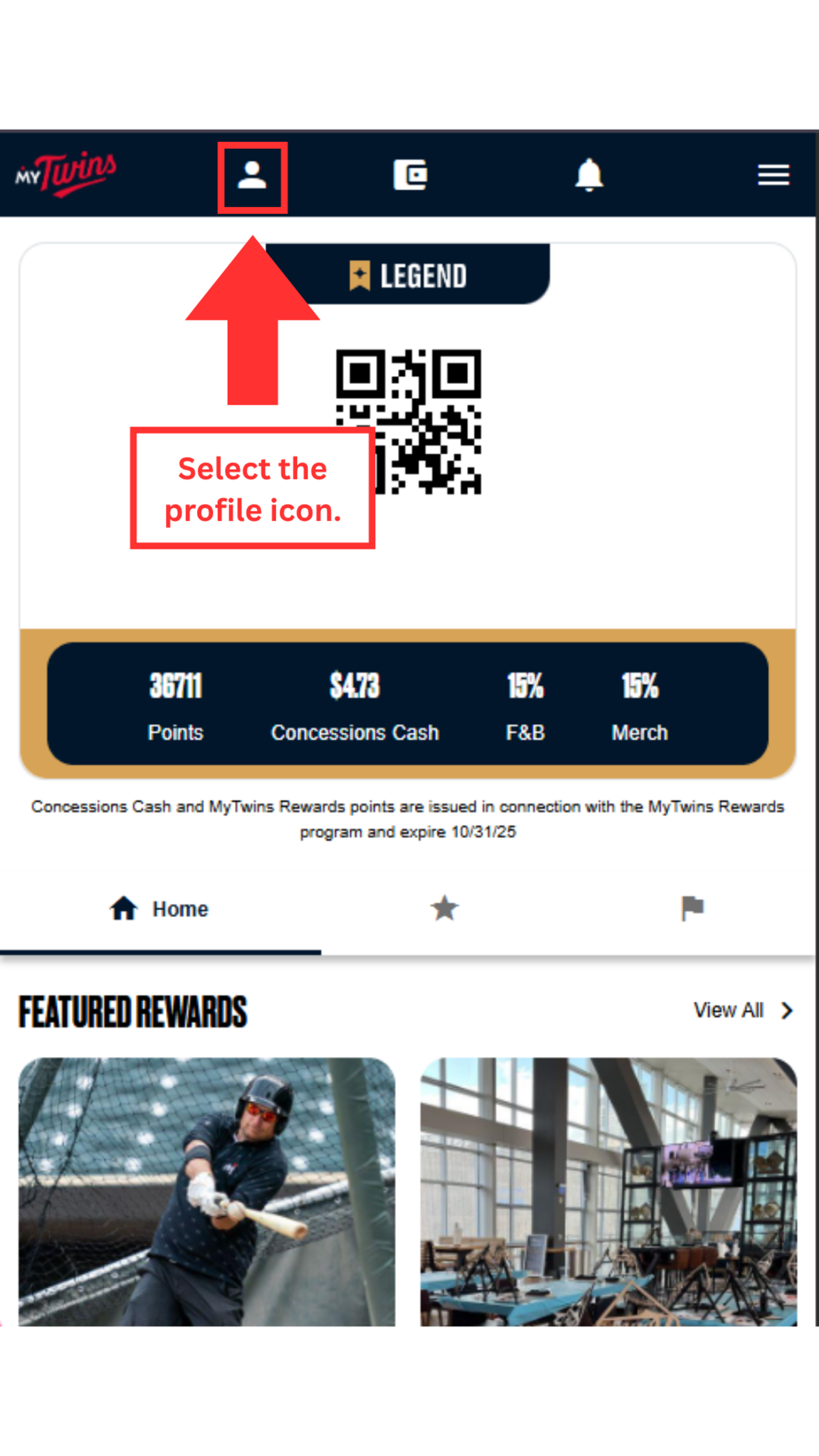 Select the profile icon in the top bar.