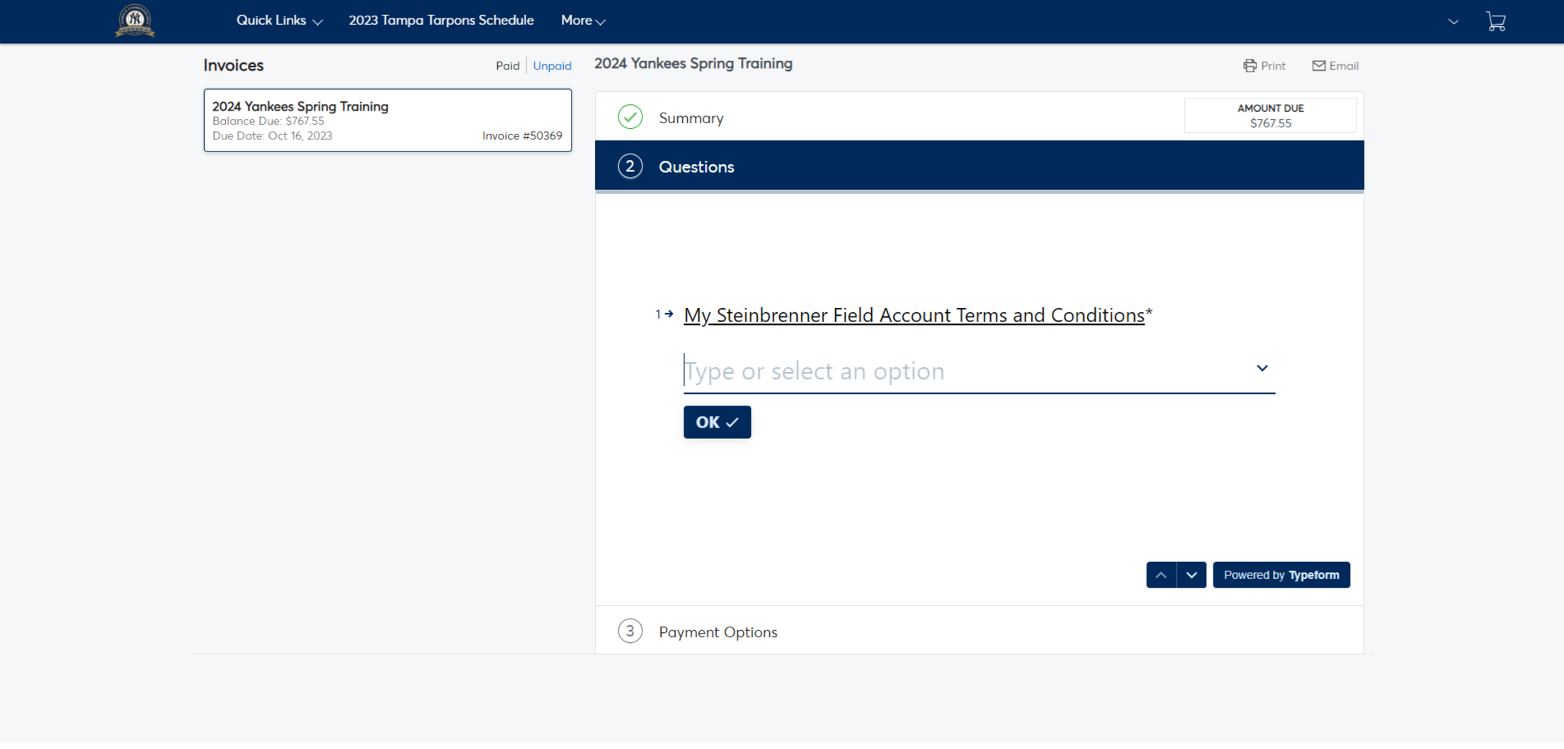 Spring Training Invoice Payment Process - View Your Invoice 2