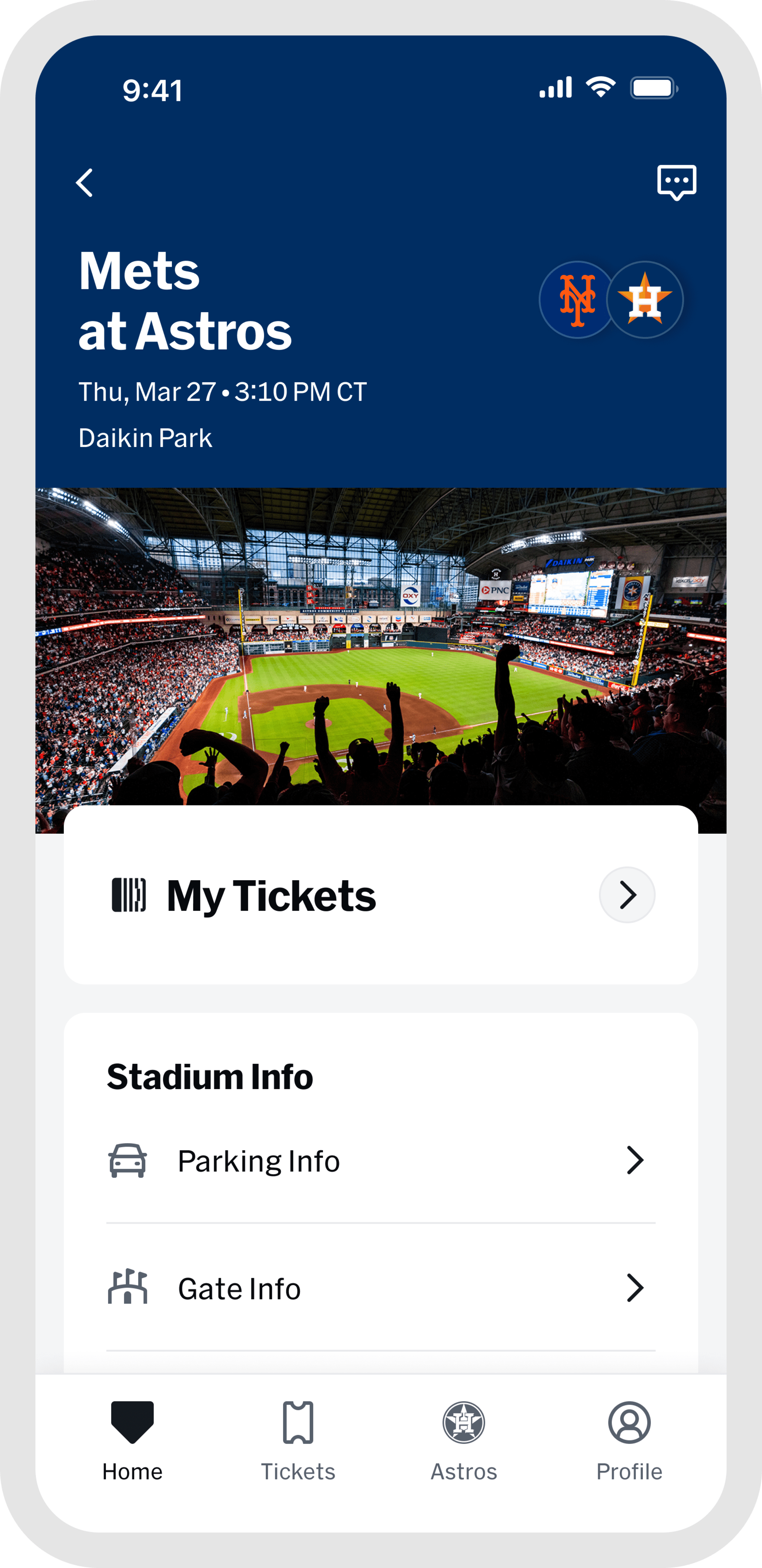 MLB Ballpark App At the Game Event Hub