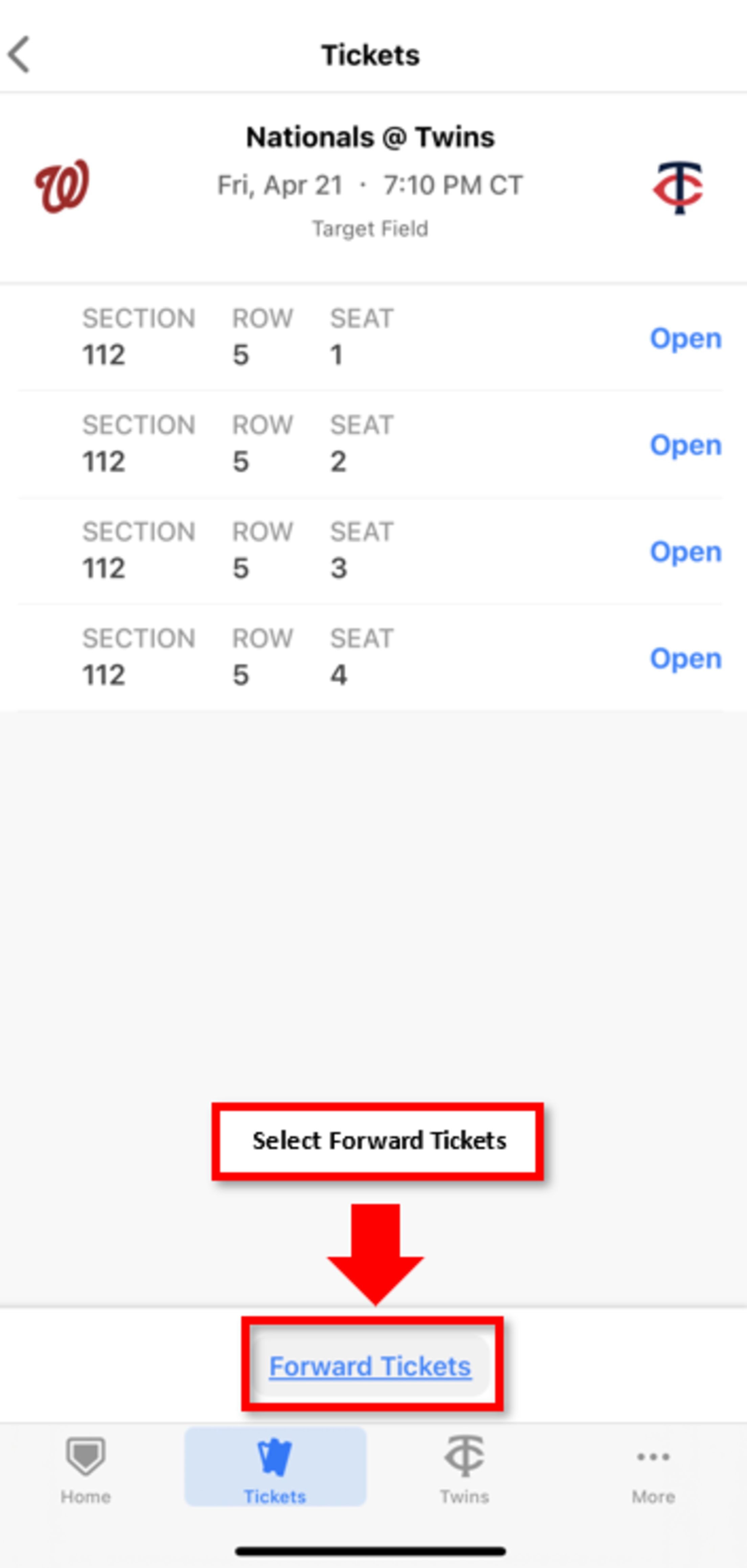 Select Forward Tickets