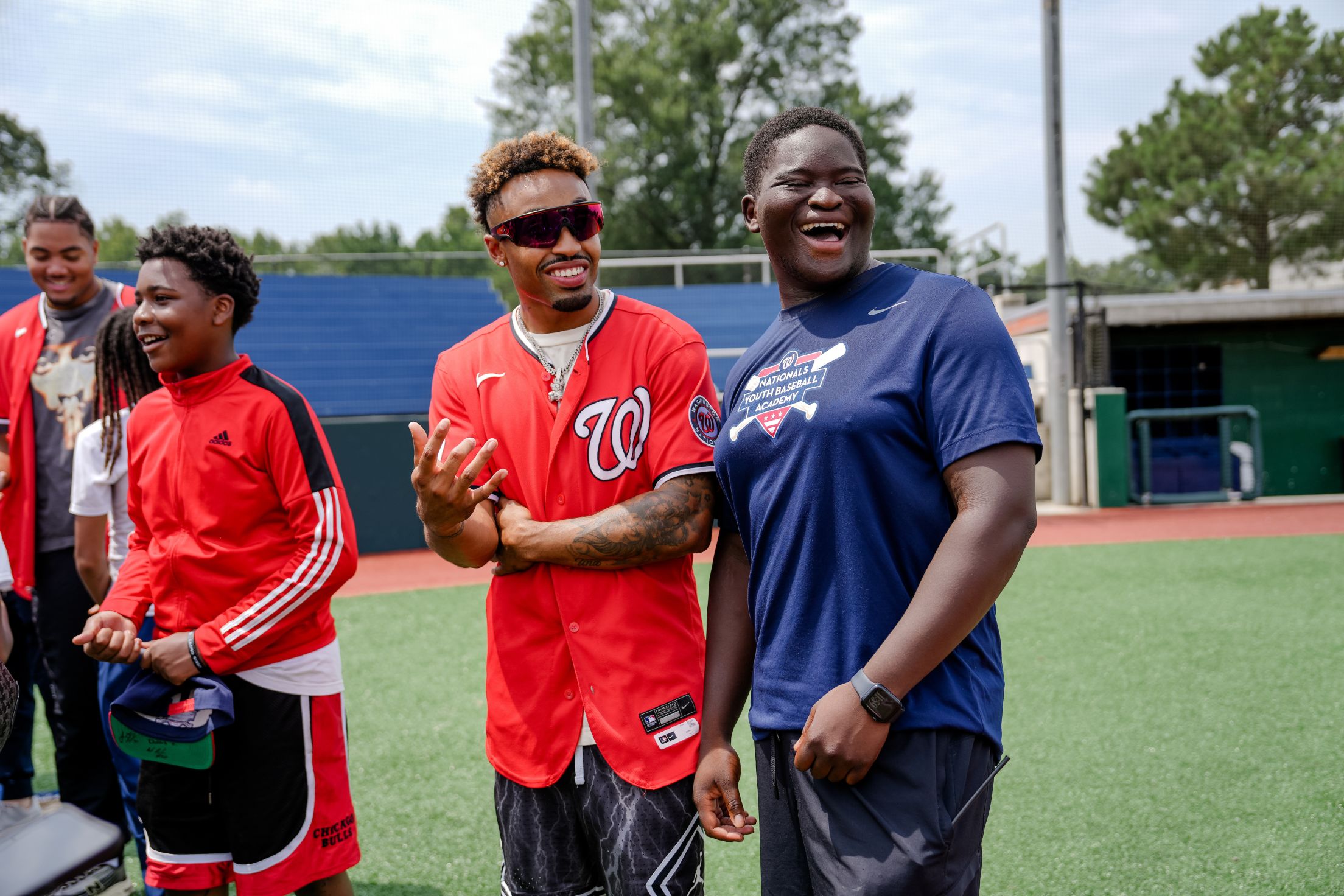 Nasim Nuñez is all smiles as he meets fans at the Nationals Youth Baseball Academy (YBA).