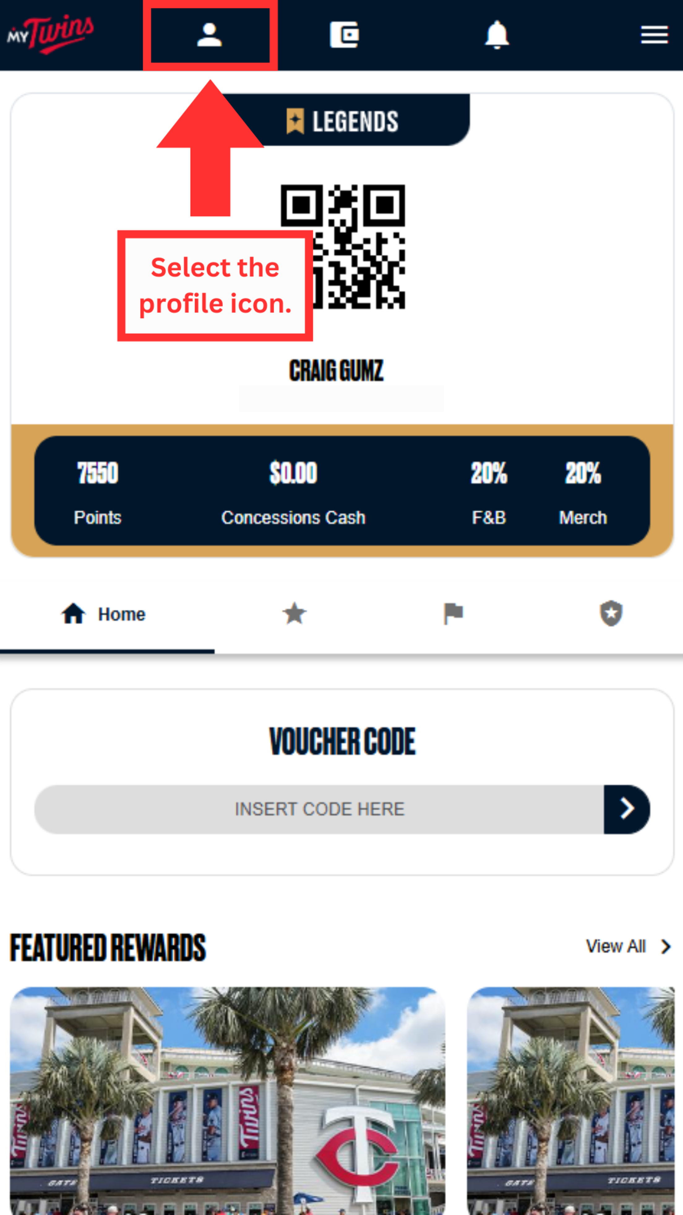 Select the profile icon.