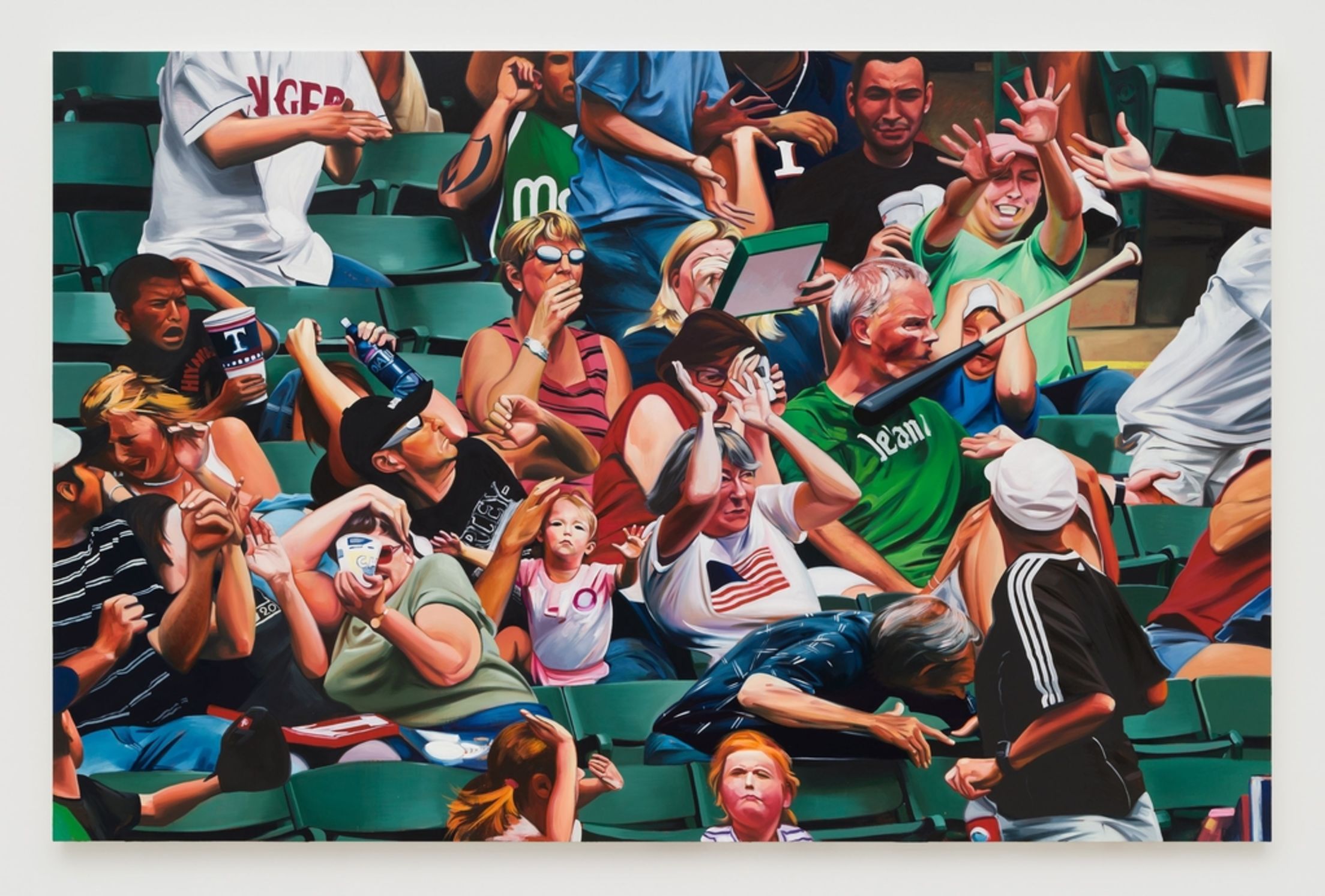 Sam McKinniss, Ameriquest Field in Arlington, TX, Sept 3, 2006 (detail), 2022; courtesy the Labora and Hartland Mackie Family Collection; photo: Charles Benton, courtesy David Kordansky Gallery