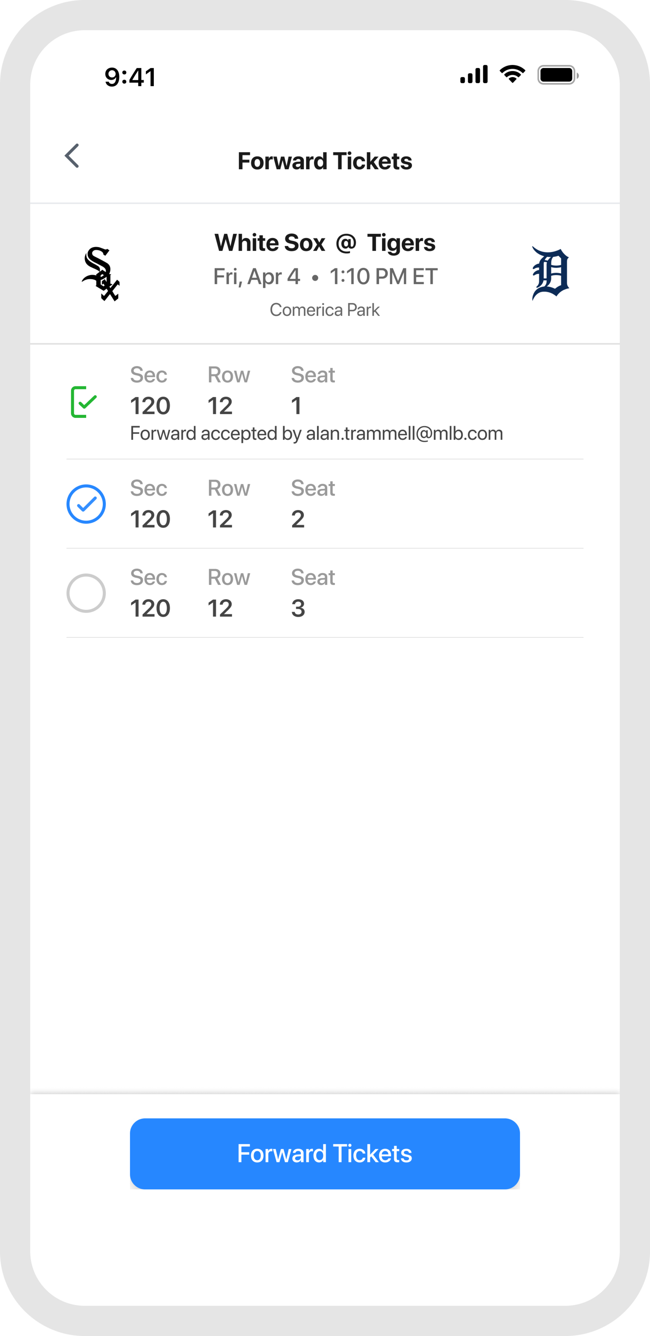 Forwarding Tickets - Select