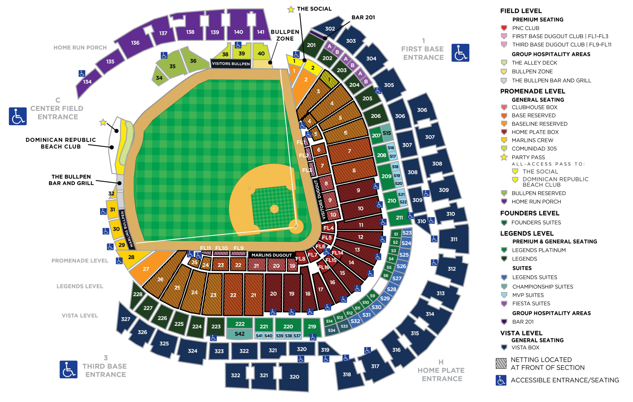 loanDepot park Seating Map