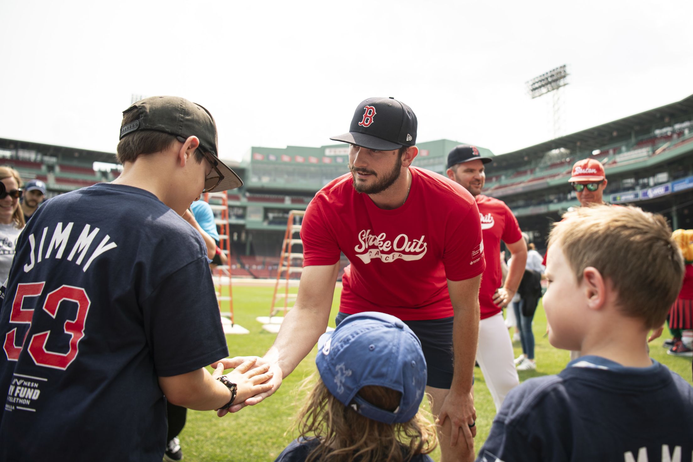 Garrett Whitlock meets fans at Fenway Park.