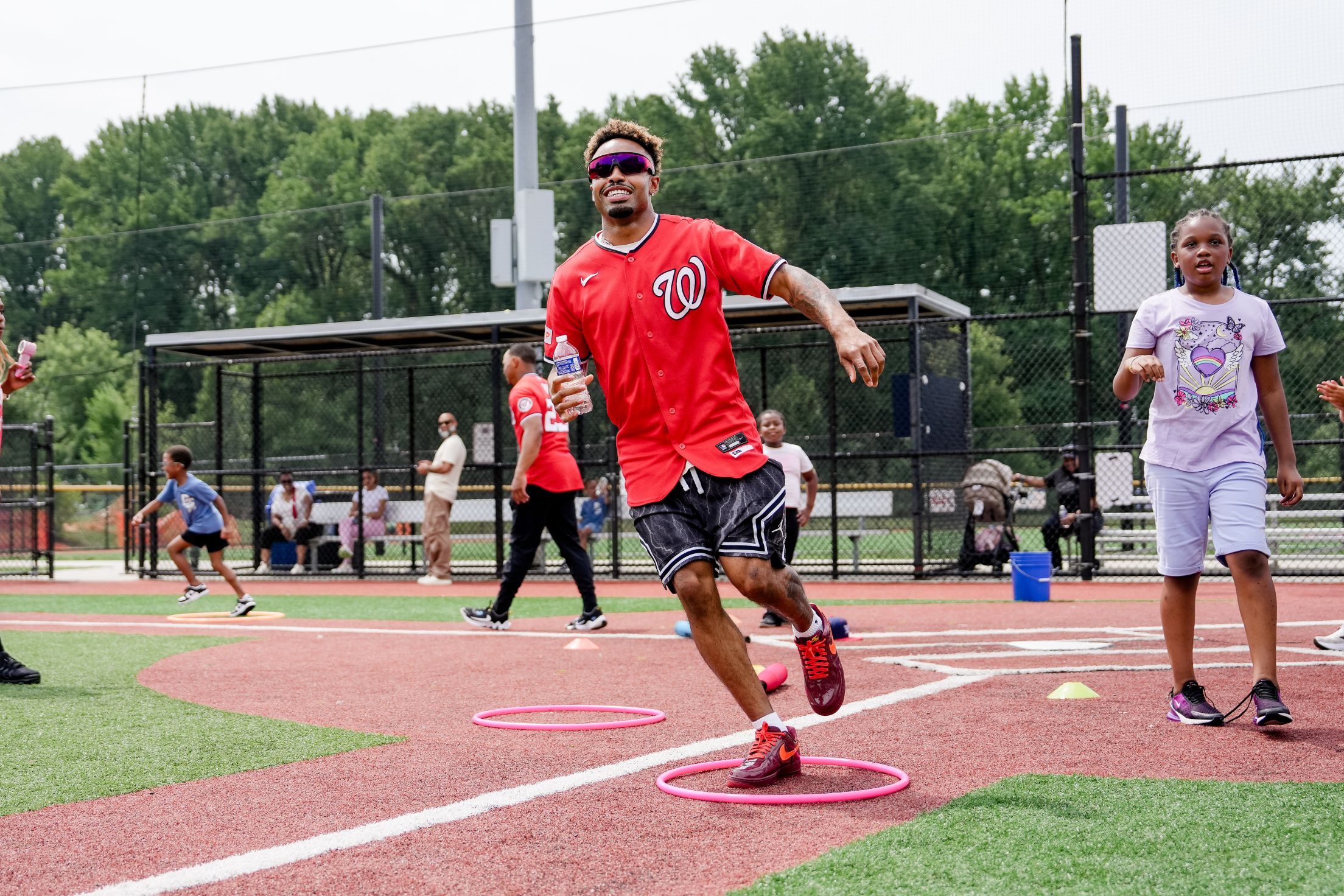 Nasim Nuñez participates in games at the Nationals Youth Baseball Academy.