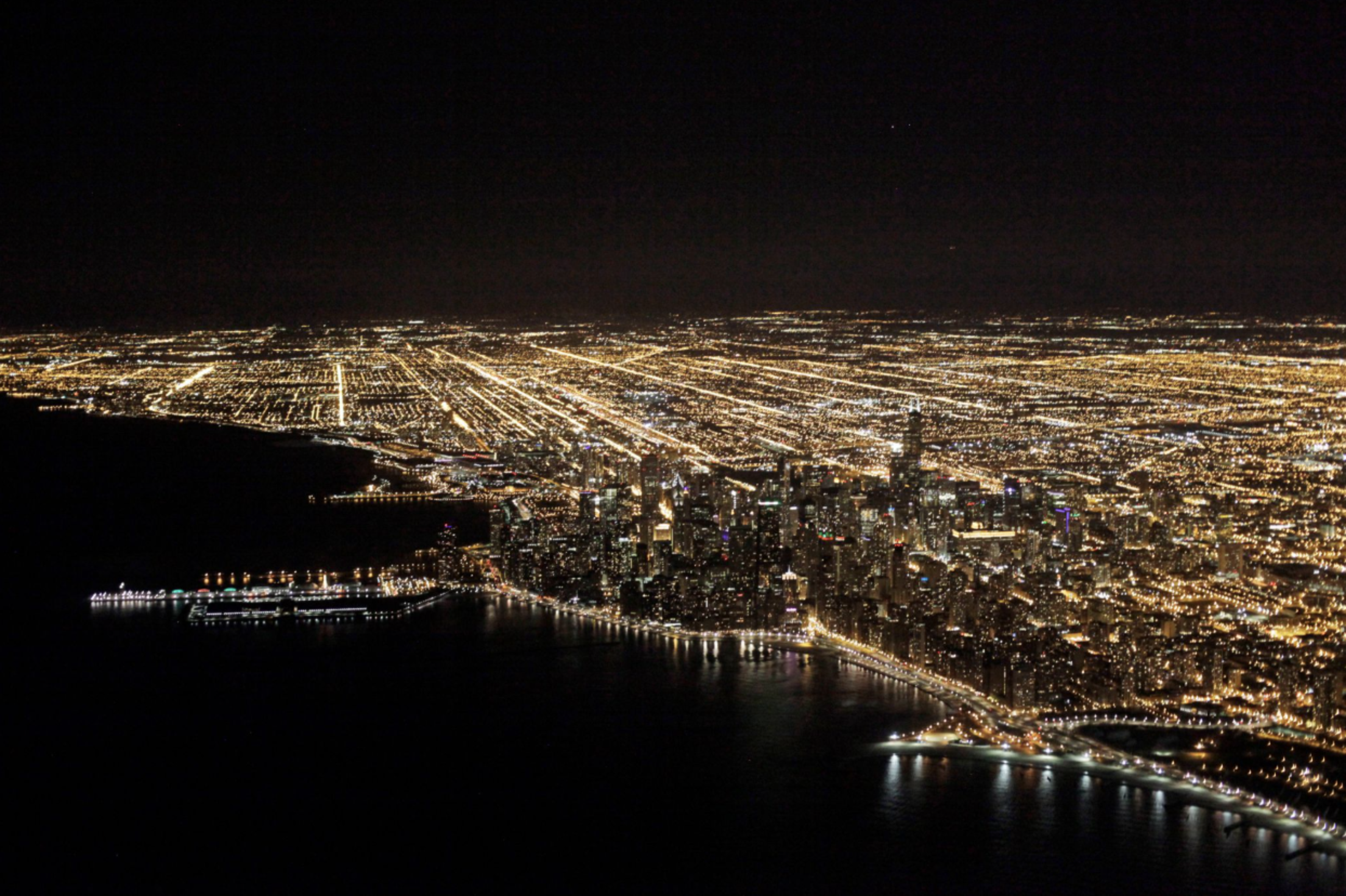 chicago-skyline-night-aerial-view