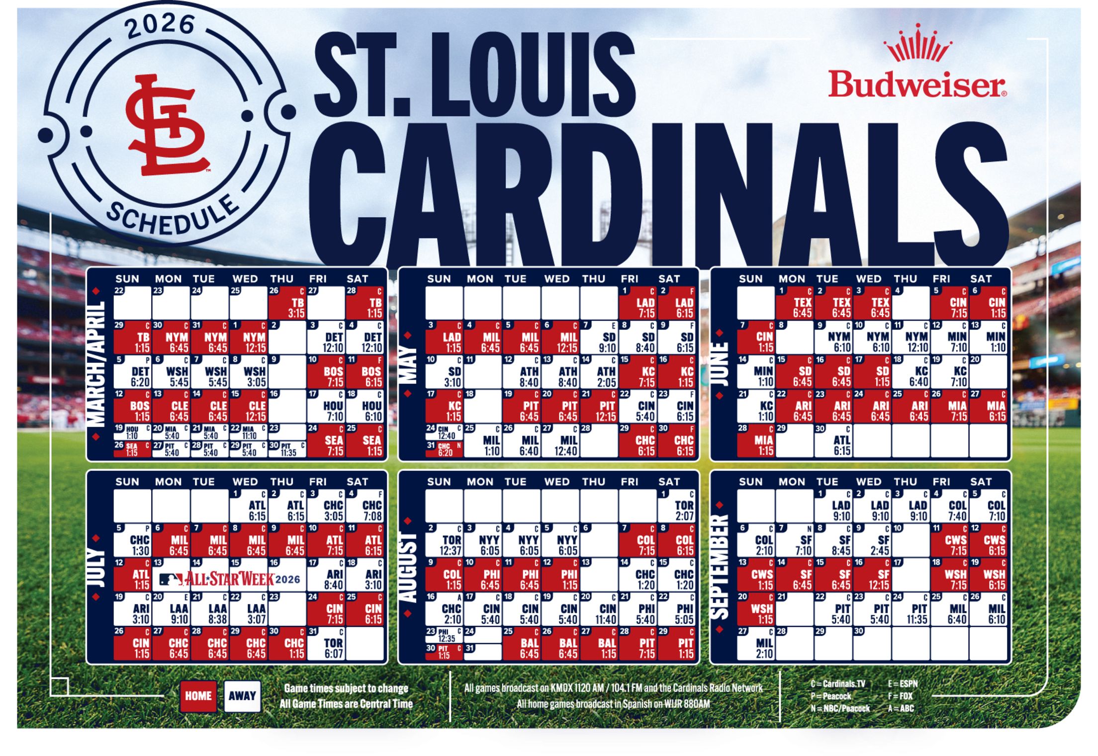 2026 Cardinals Magnet Schedule