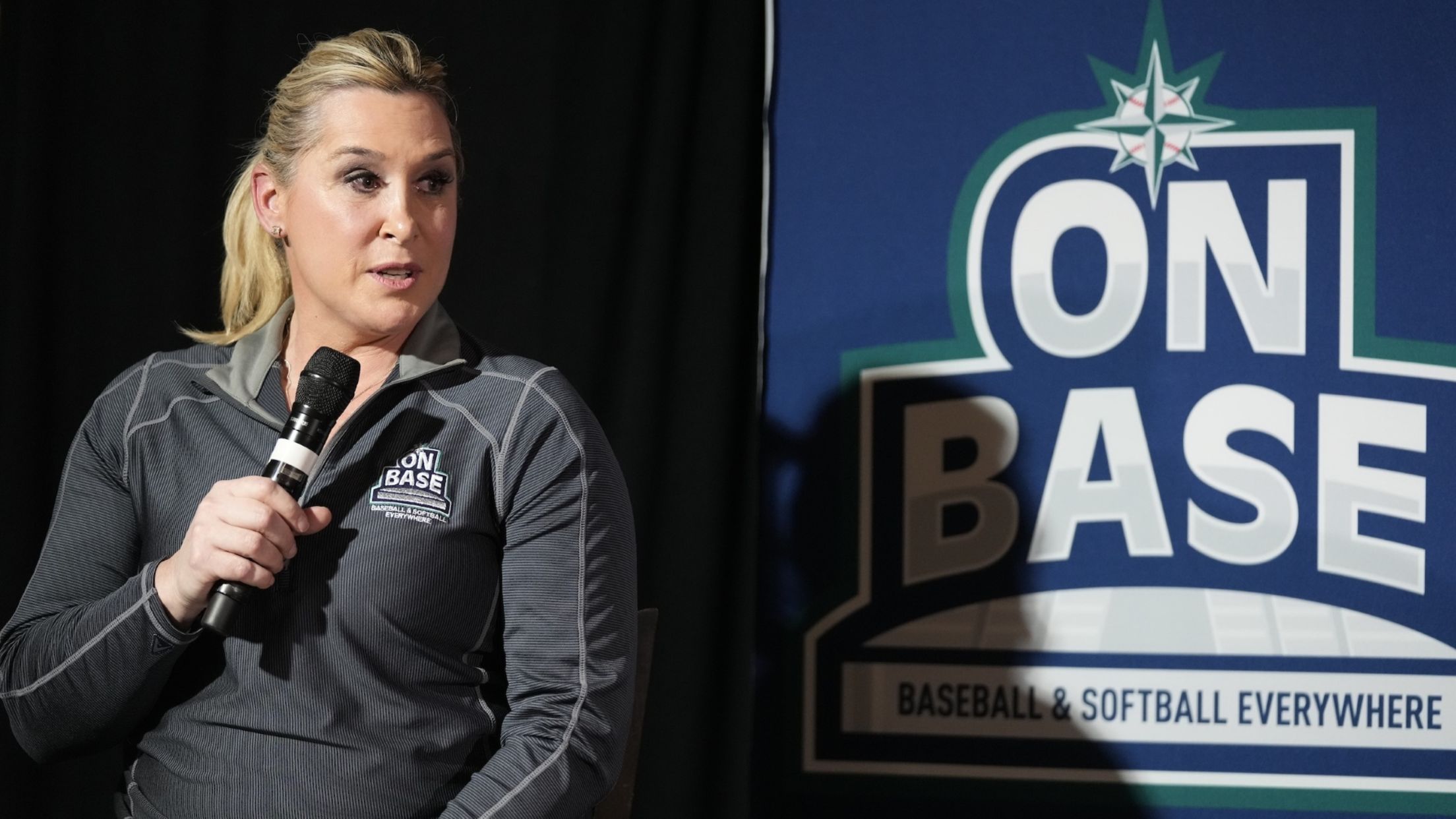 Angie Mentik speaking at On BASE event.