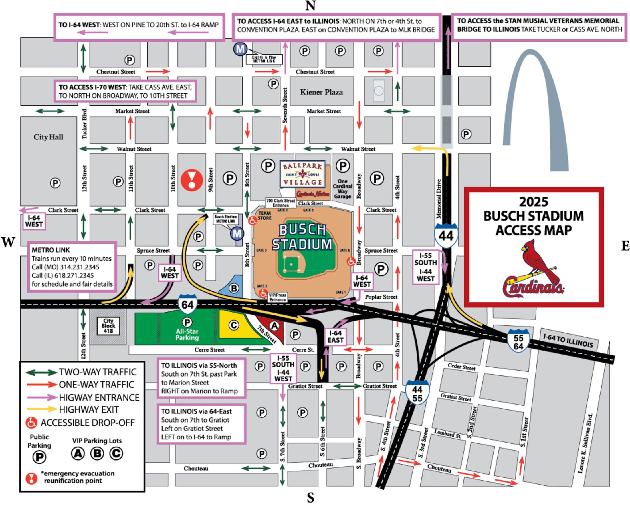 2025 Busch Stadium Access Map