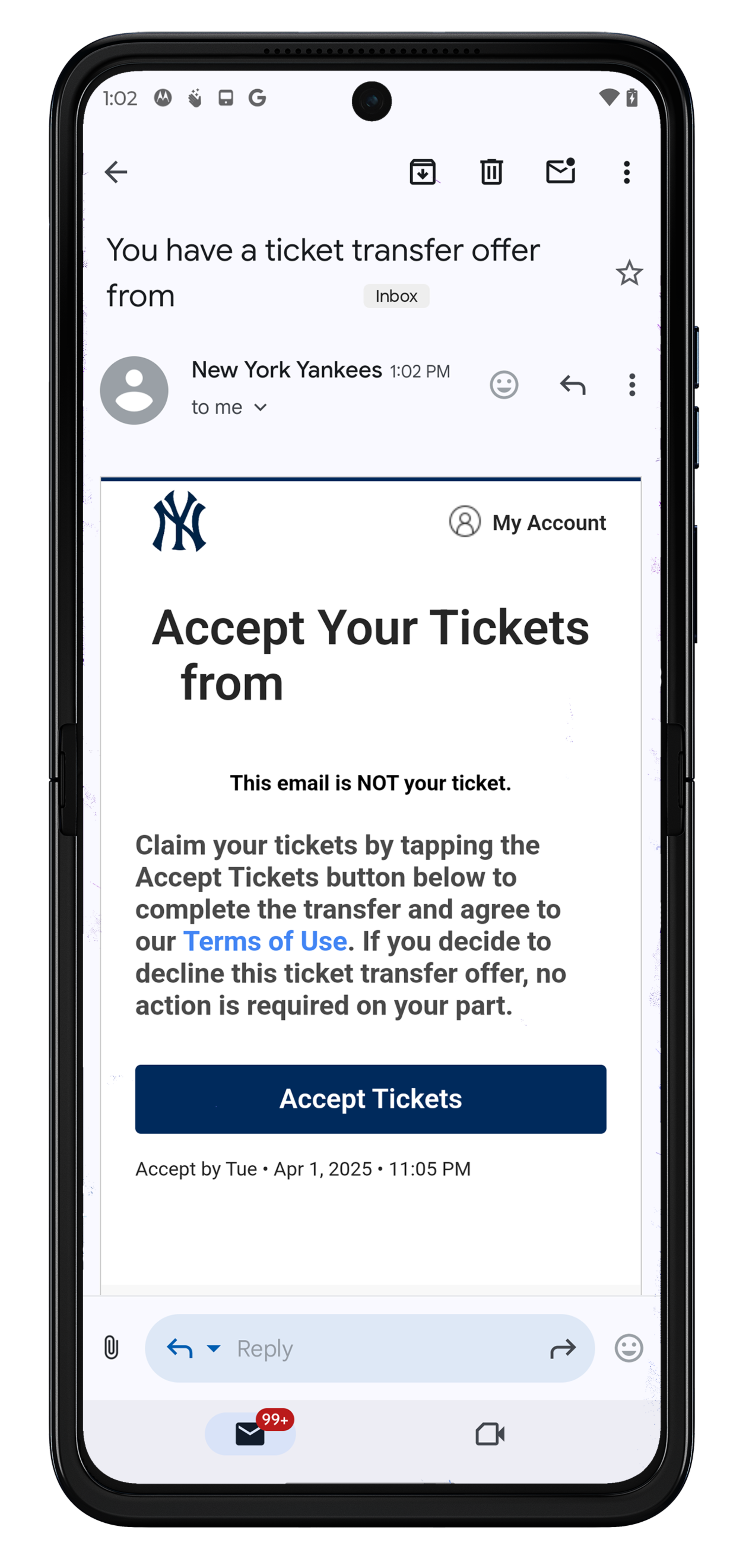Accept a Ticket Forward - Step 1