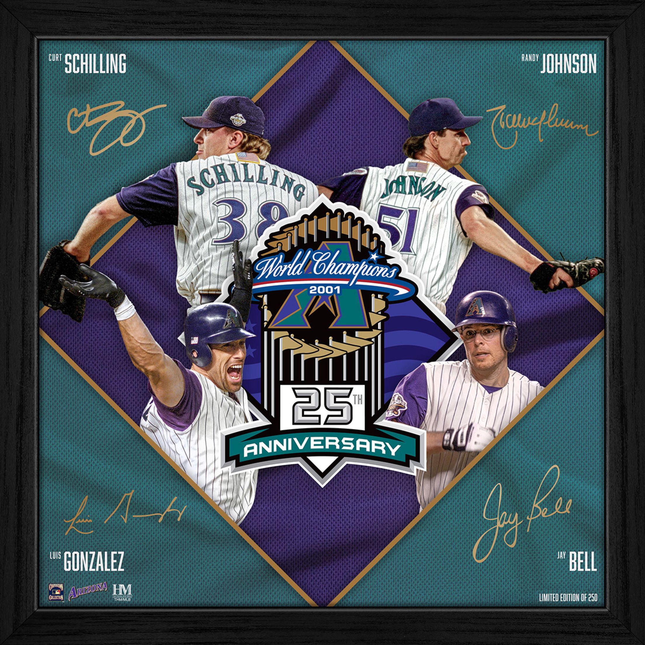 The Signature Edition includes hand signatures from Randy Johnson, Curt Schilling, Luis Gonzalez, and Jay Bell.