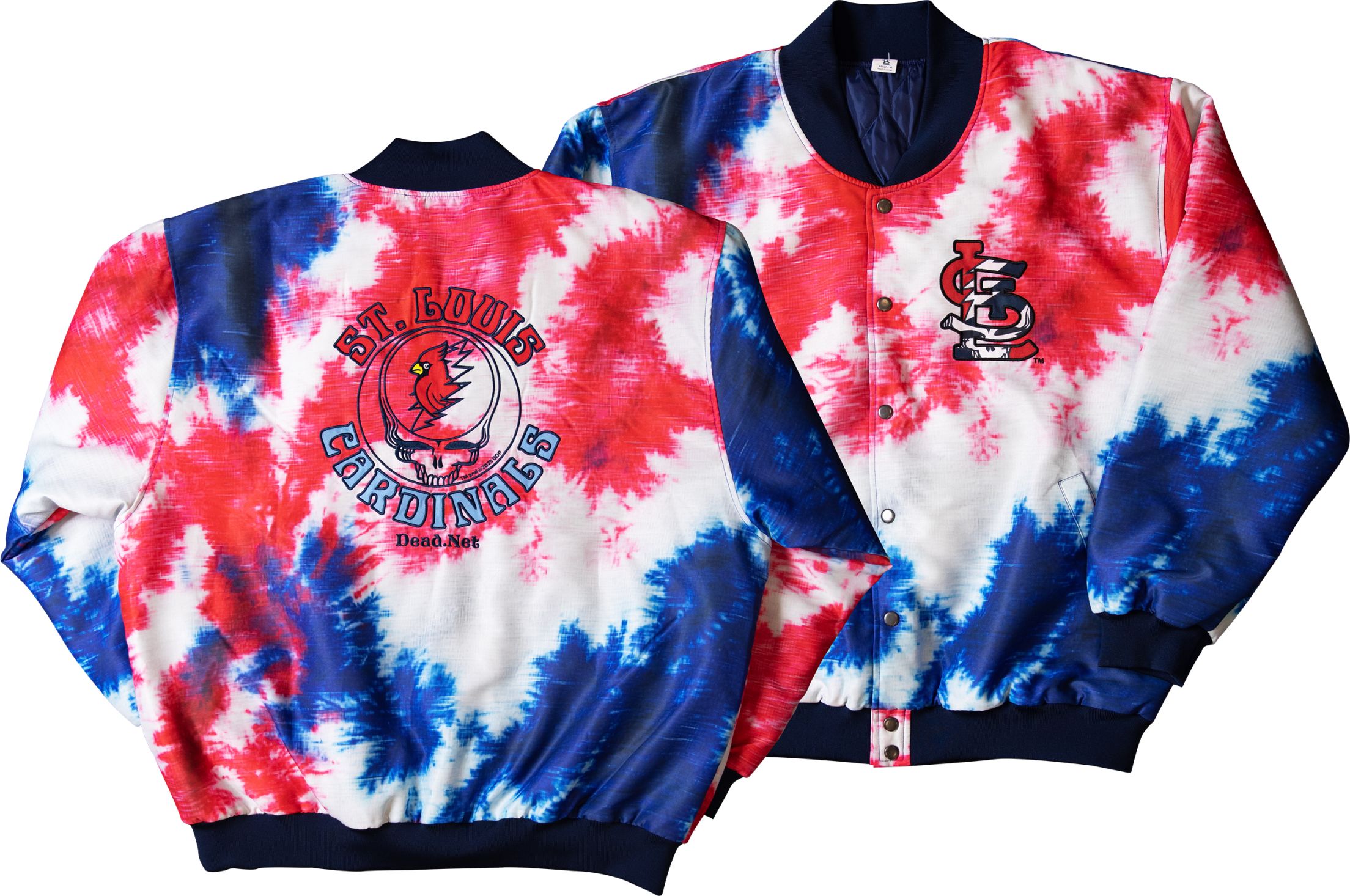 Grateful Dead-inspired tie dye dugout jacket