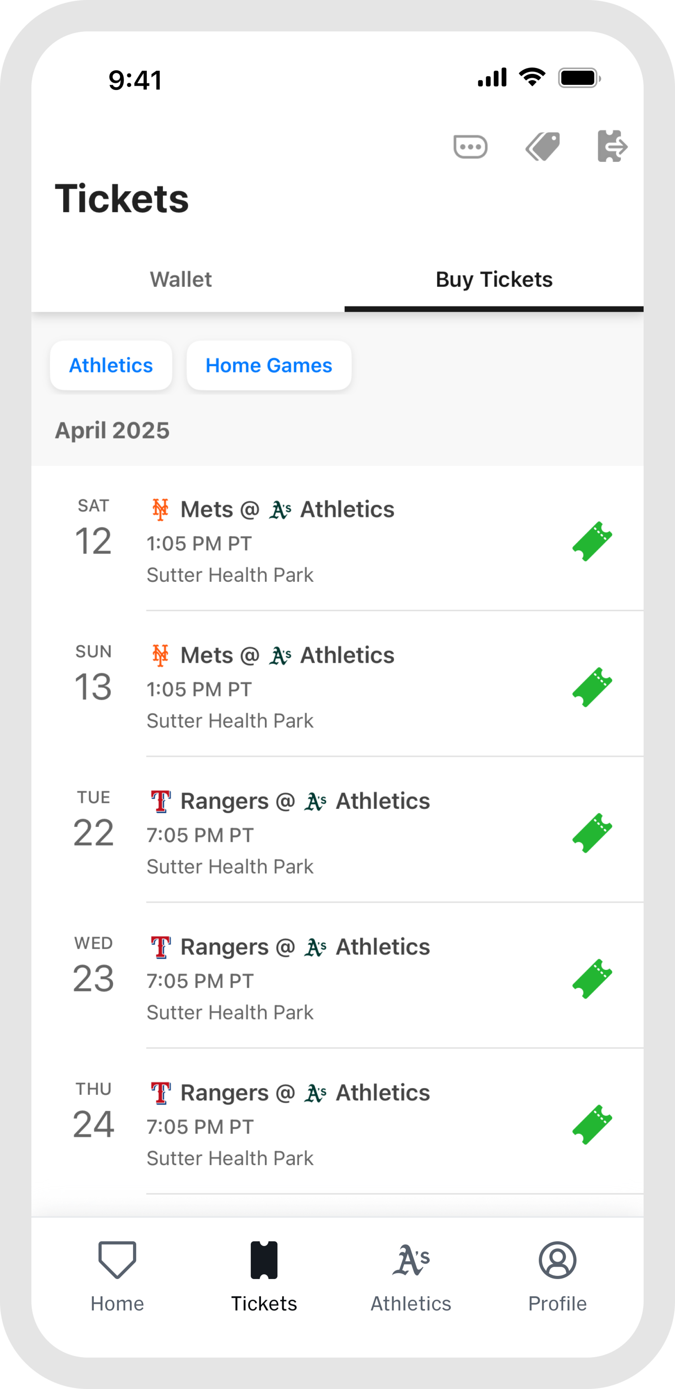 MLB Ballpark app - Purchasing Tickets