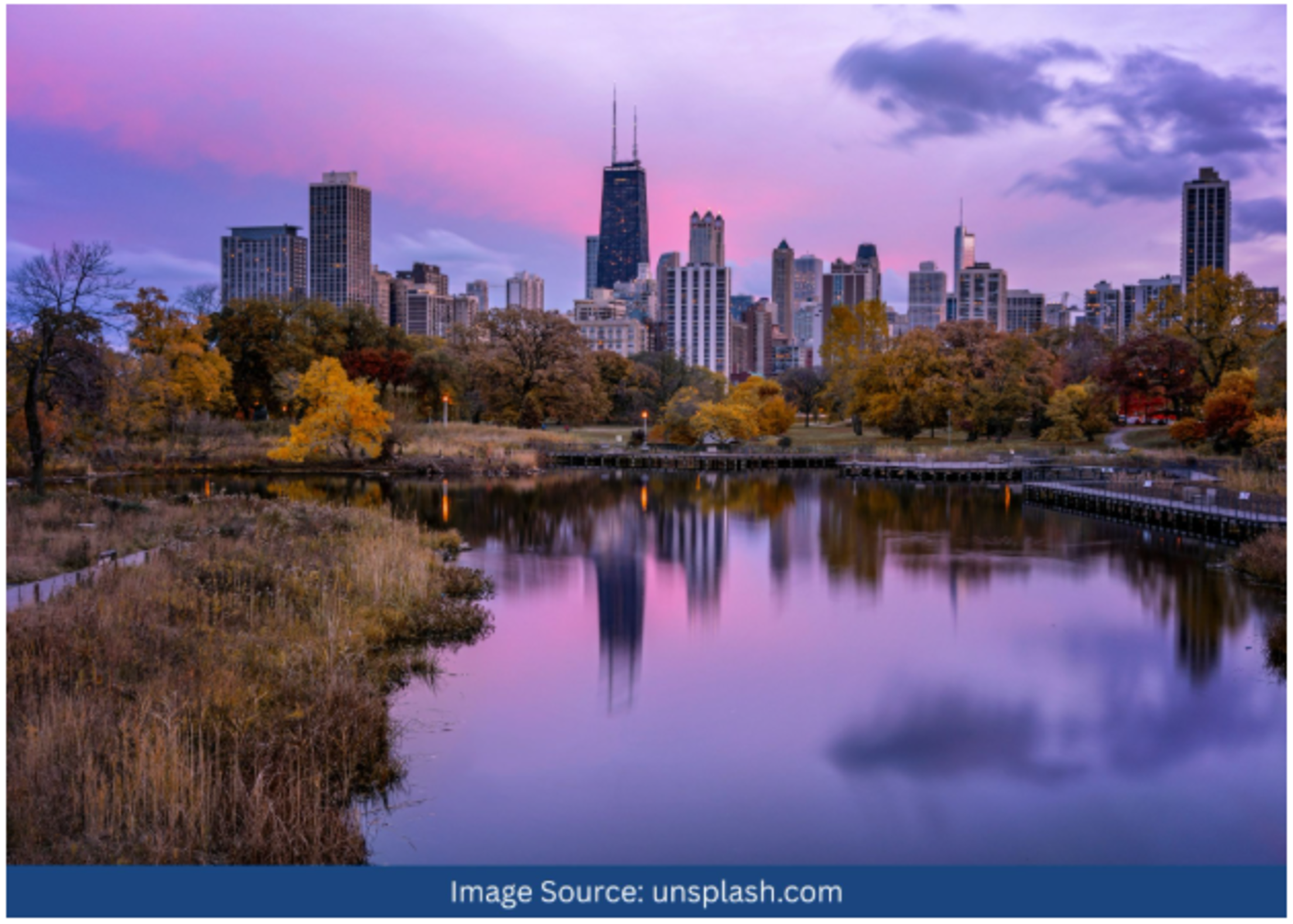 lincoln-park-pond-autumn-skyline-sunset