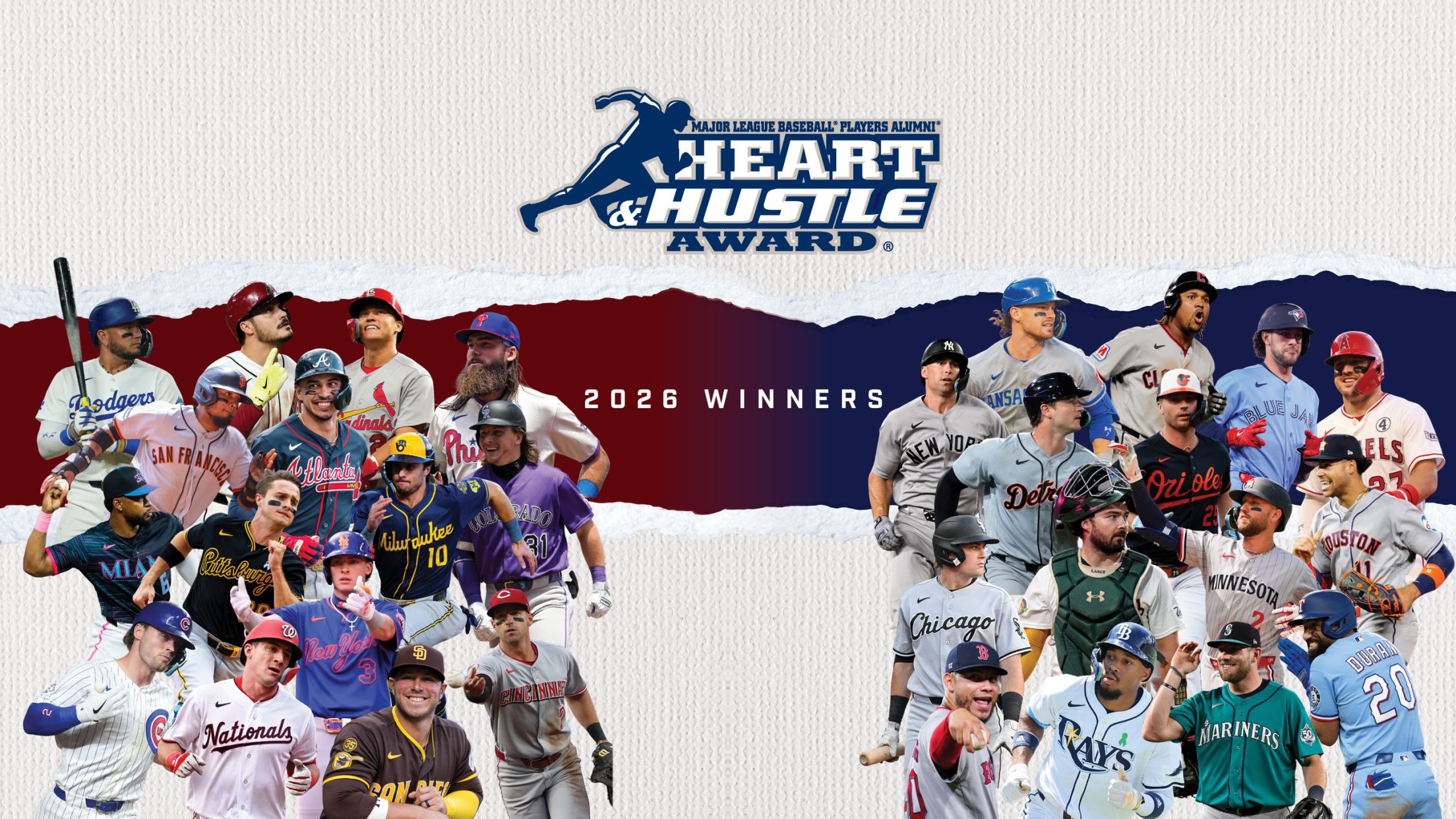 MLBPAA announces team winners of 21st annual Heart and Hustle Award.