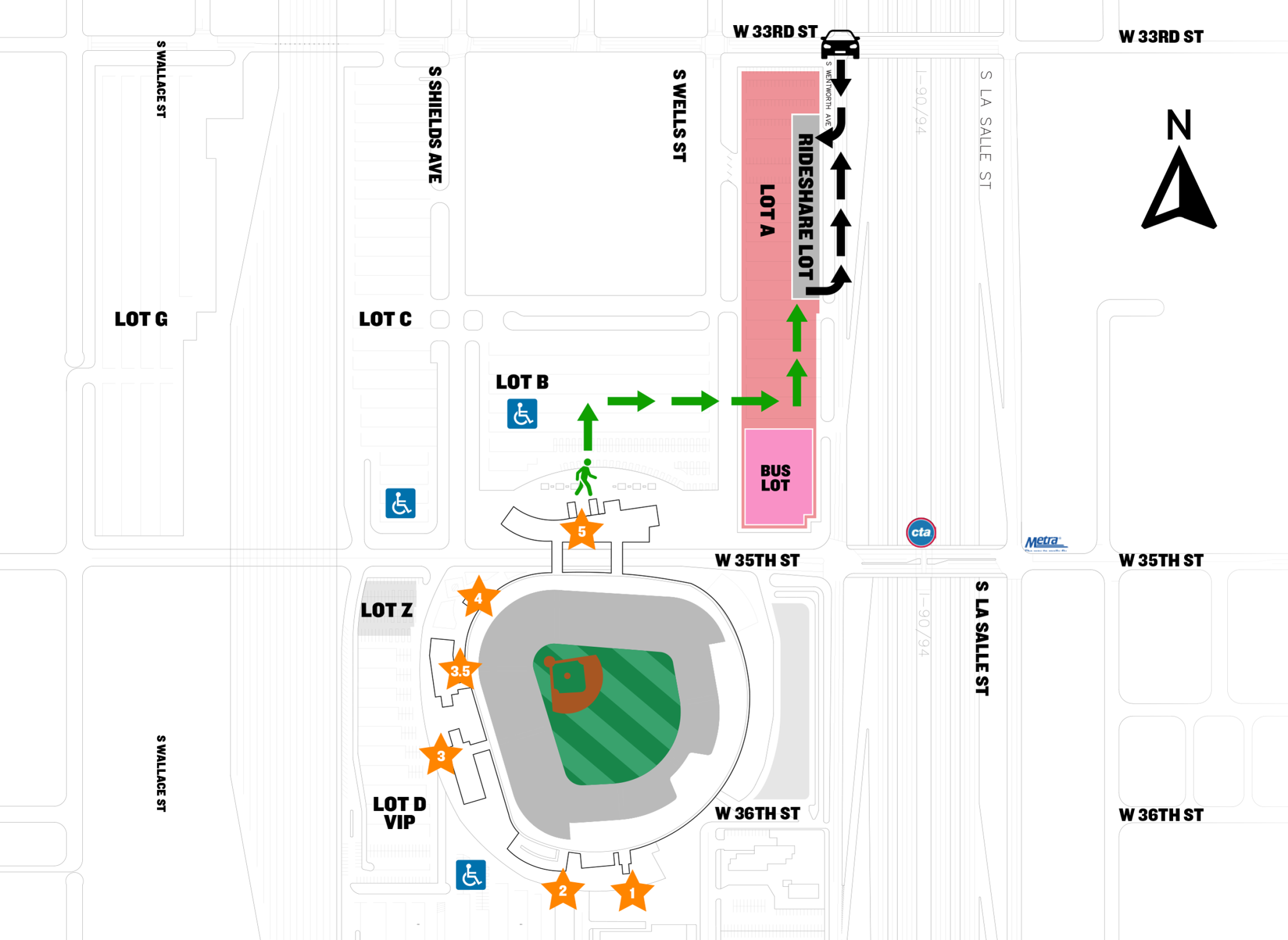 Rate Field Rideshare Lot Map