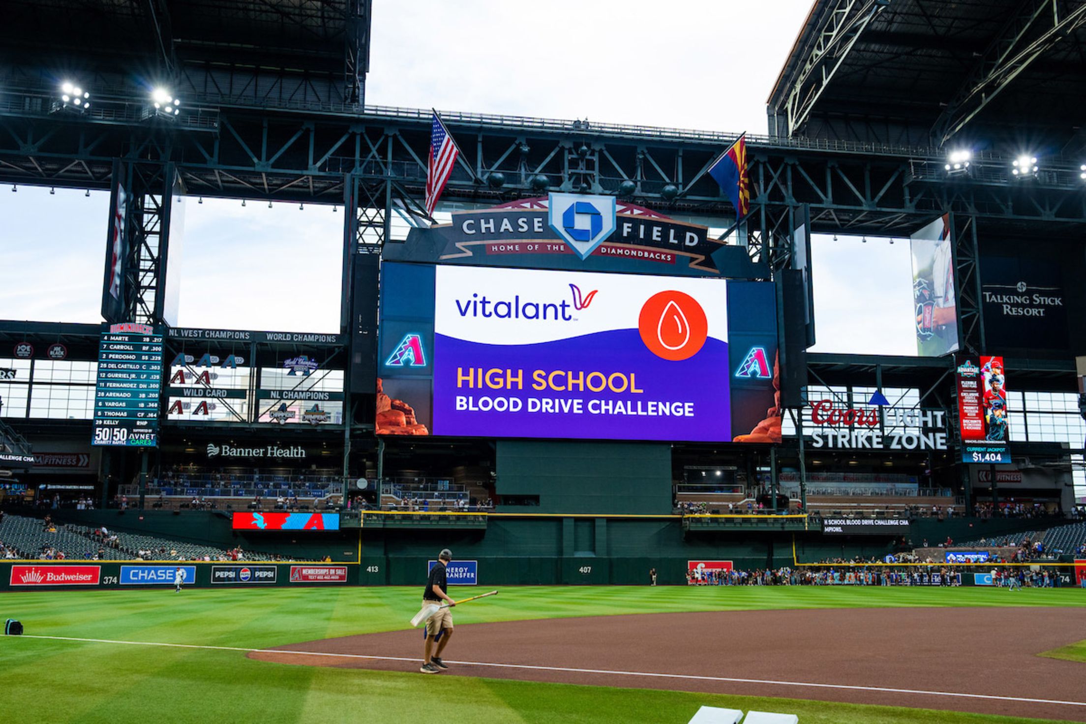Vitalant scoreboard display at Chase Field