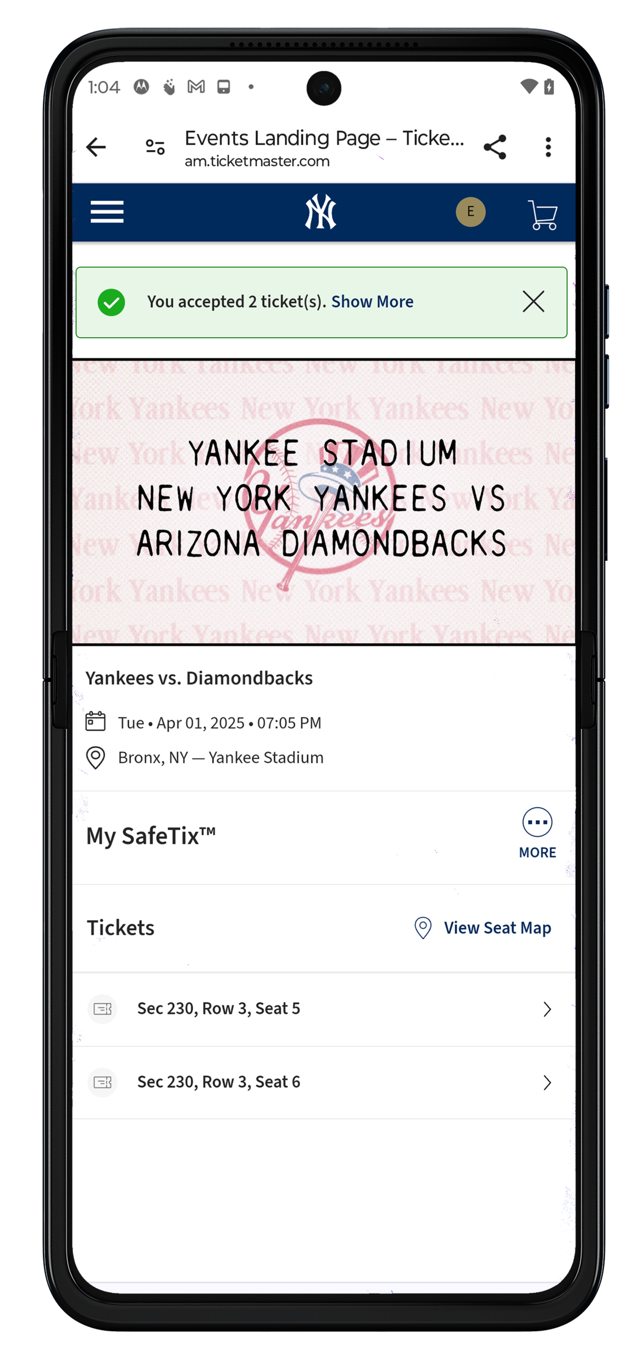 Accept a Ticket Forward - Step 3