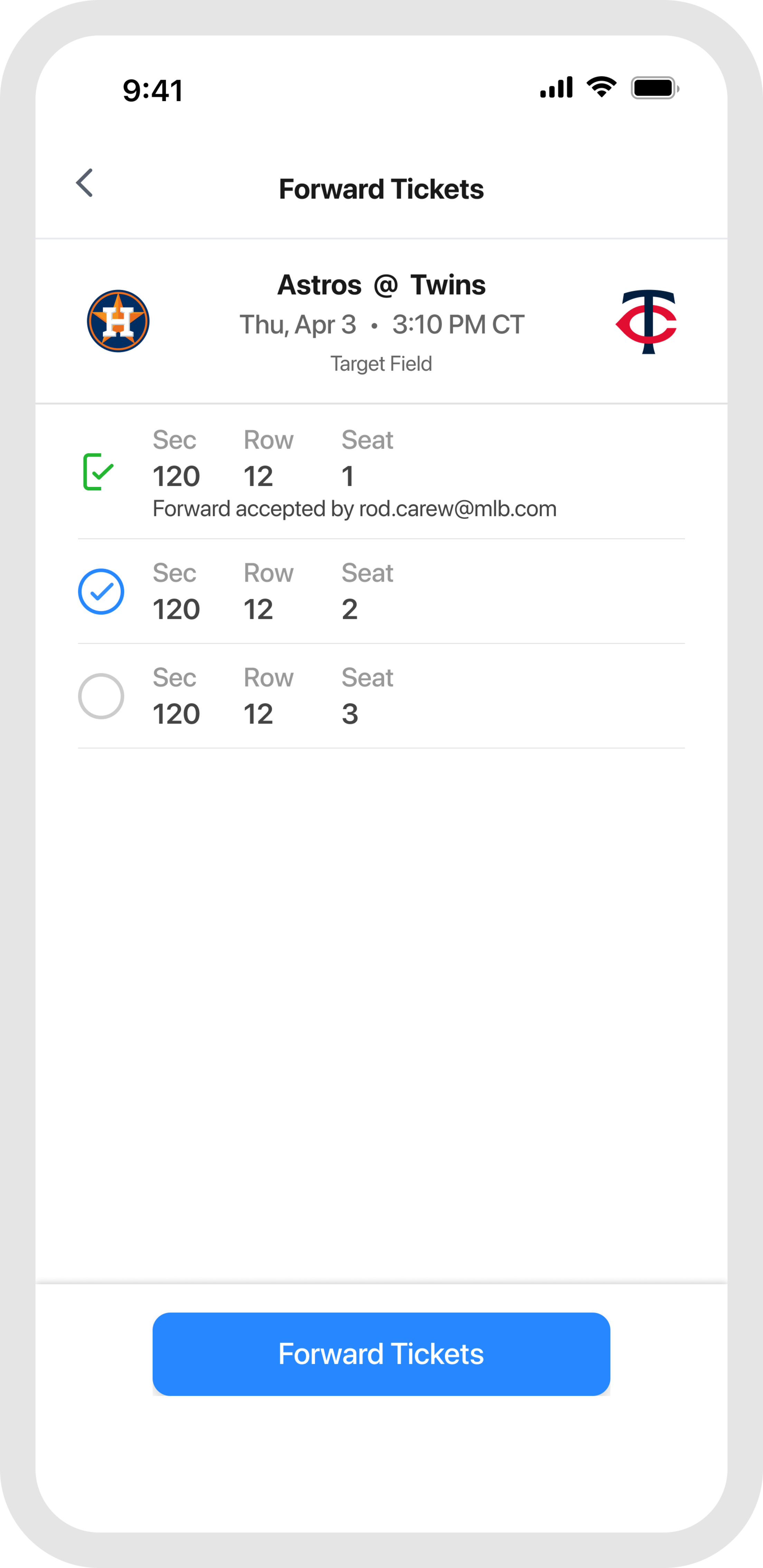 Forwarding Tickets - Select
