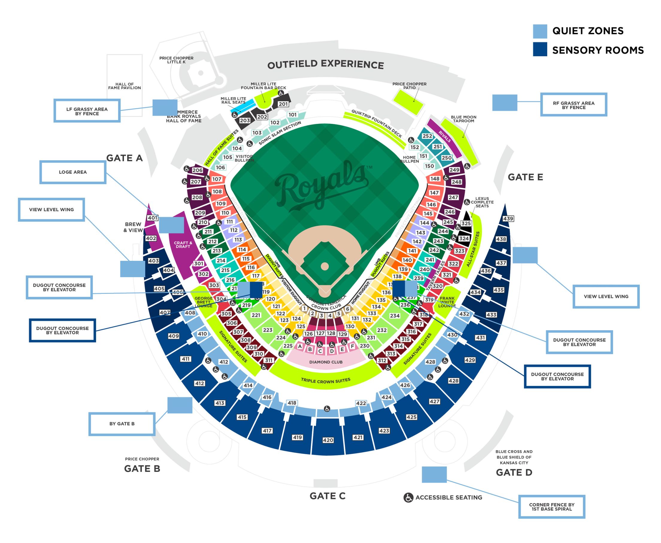 Kauffman Stadium Quiet Zones Map