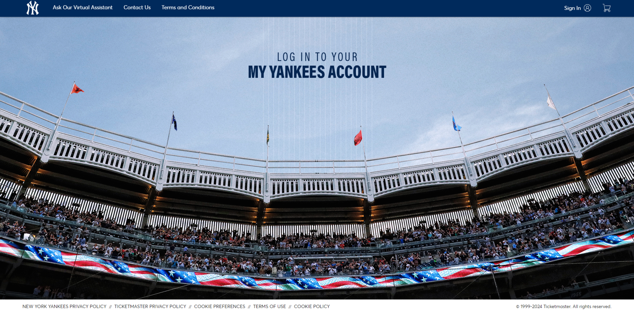 Log in to your My Yankees Account - Step 1