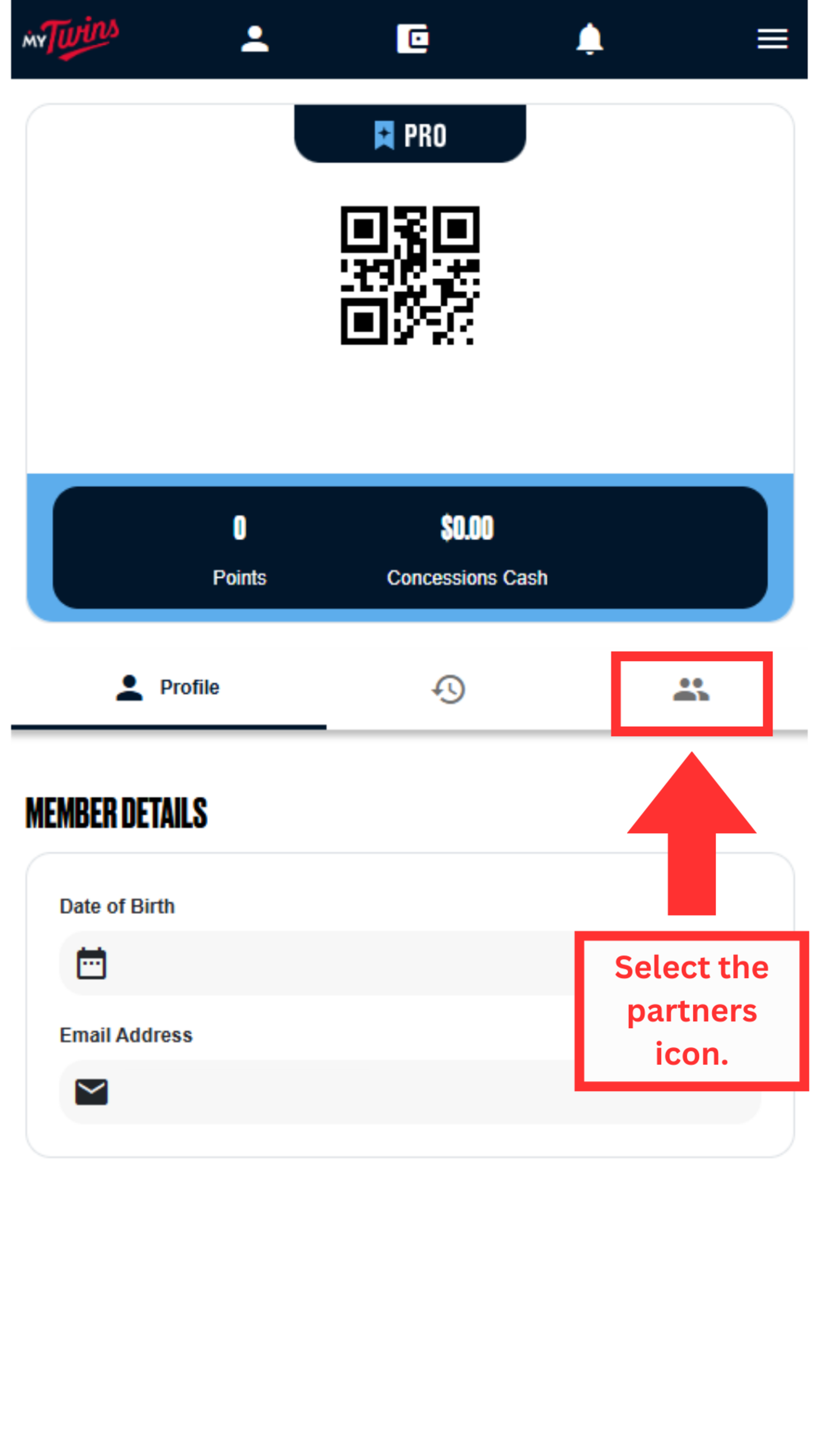 Select the partners icon.