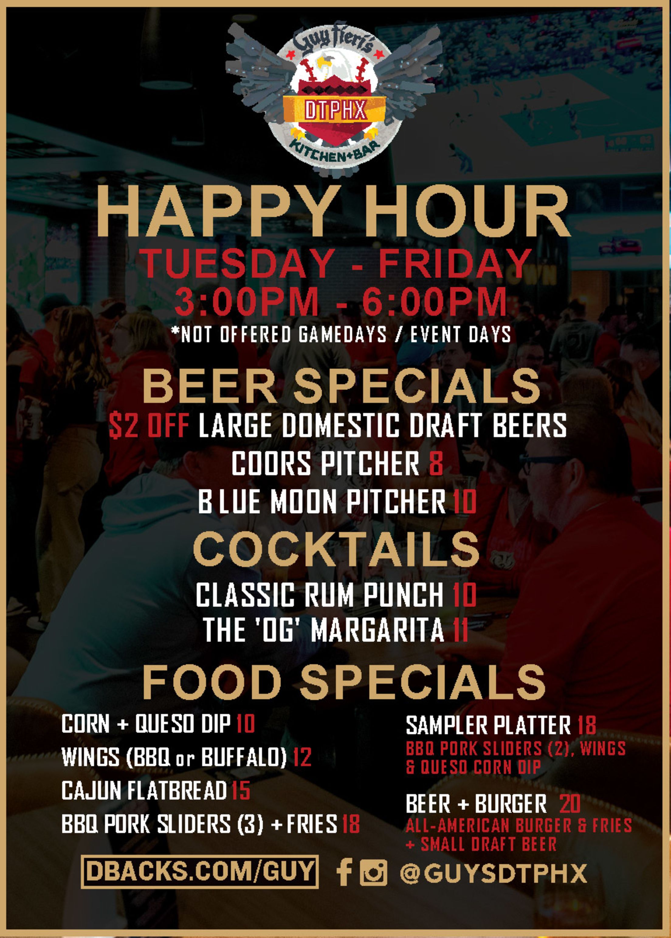 Happy Hour - Tuesday-Friday - 3PM - 6PM