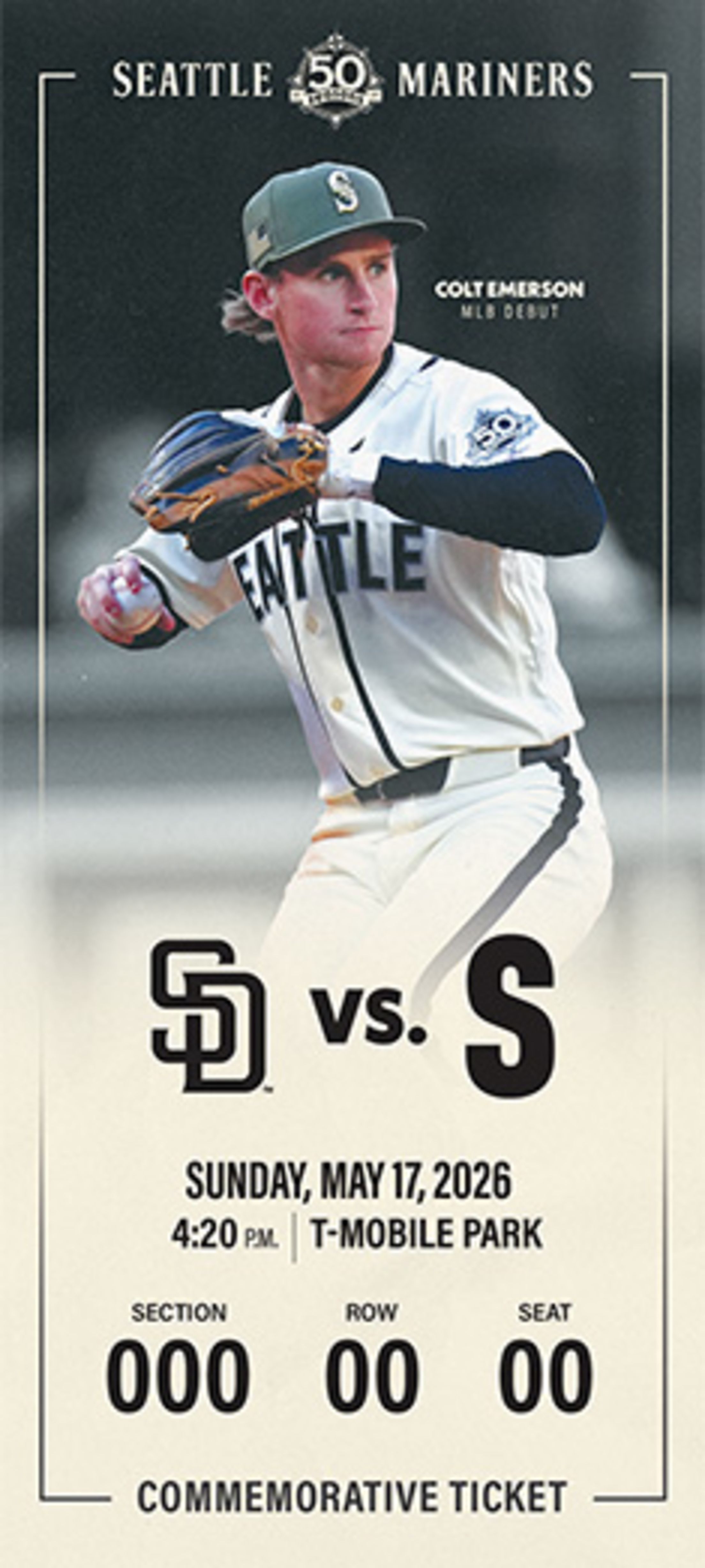 Image of Colt Emerson Commemorative Ticket
