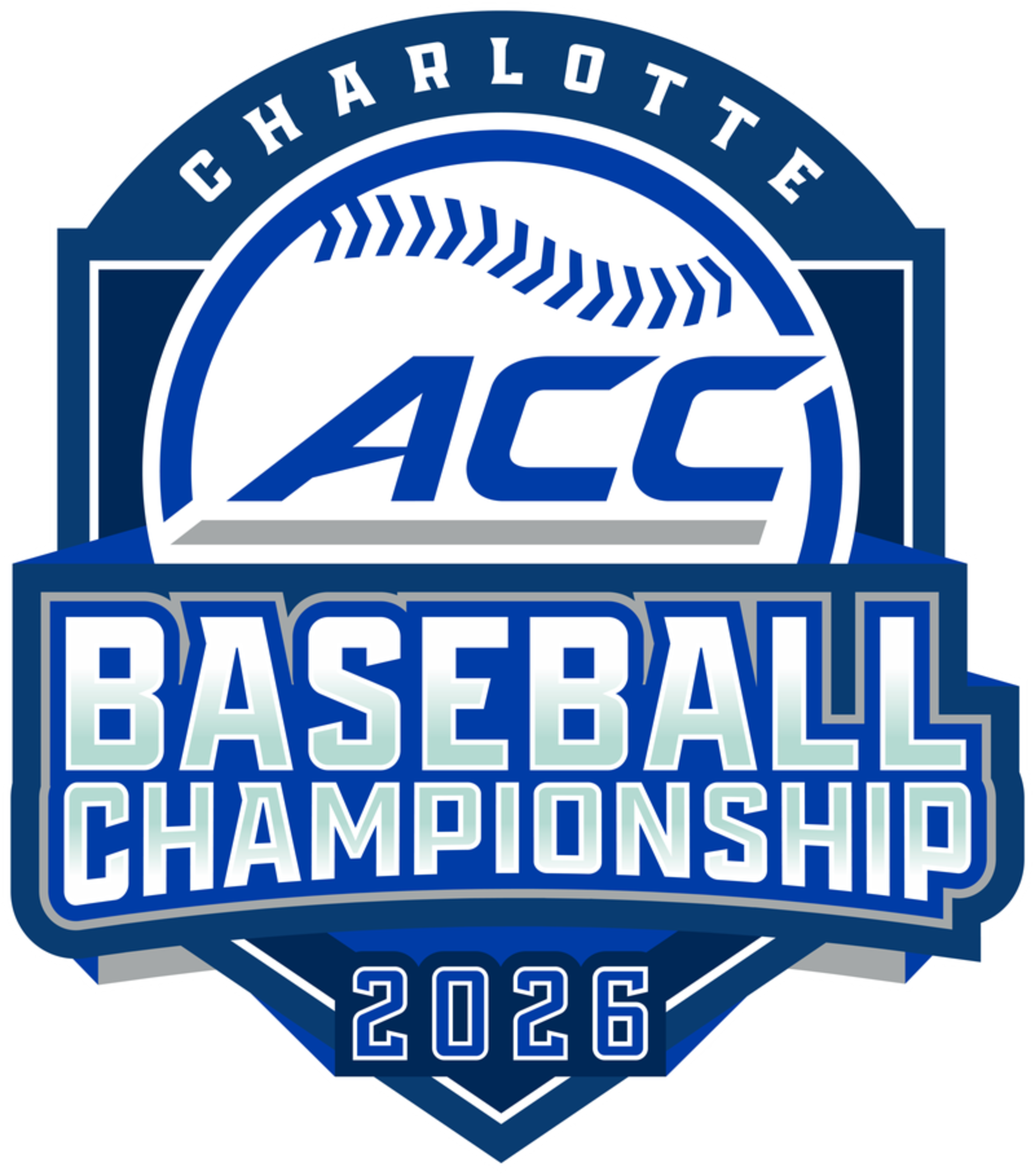 Logo for the 2026 ACC Baseball Championship in Charlotte.
