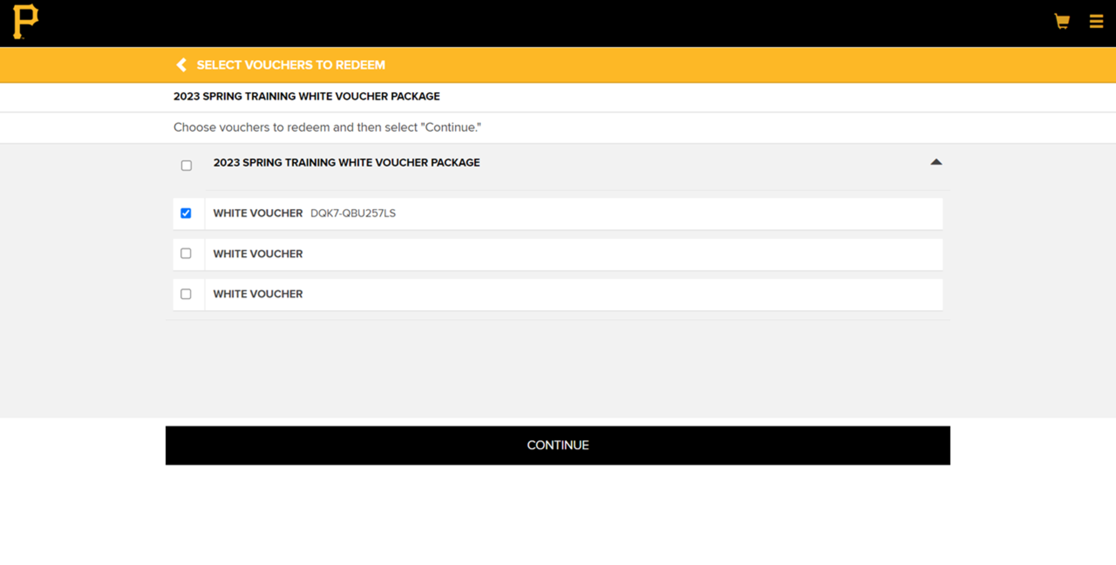 Select the vouchers you would like to use and click continue.